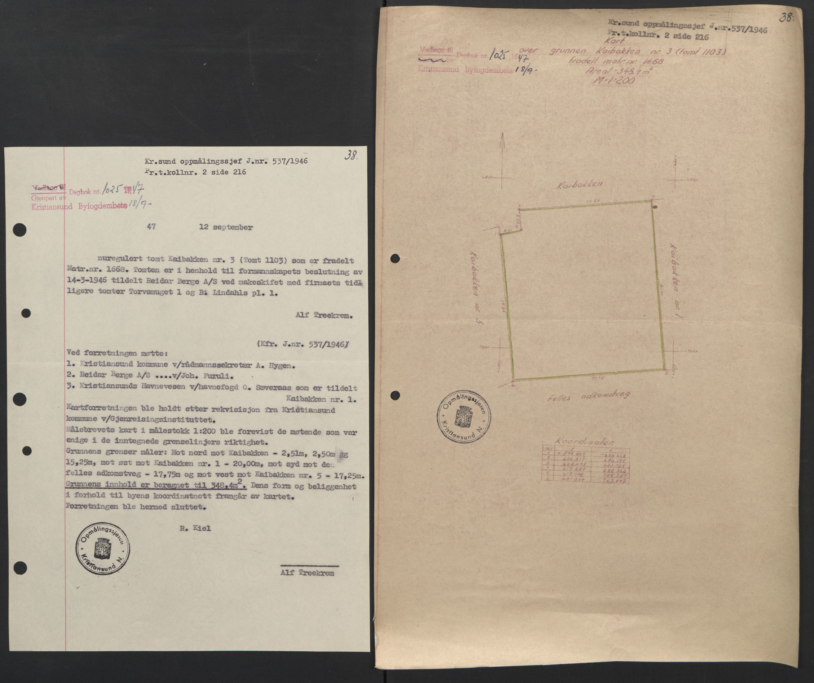 Kristiansund byfogd, AV/SAT-A-4587/A/27: Mortgage book no. 42, 1947-1950, Diary no: : 1025/1947