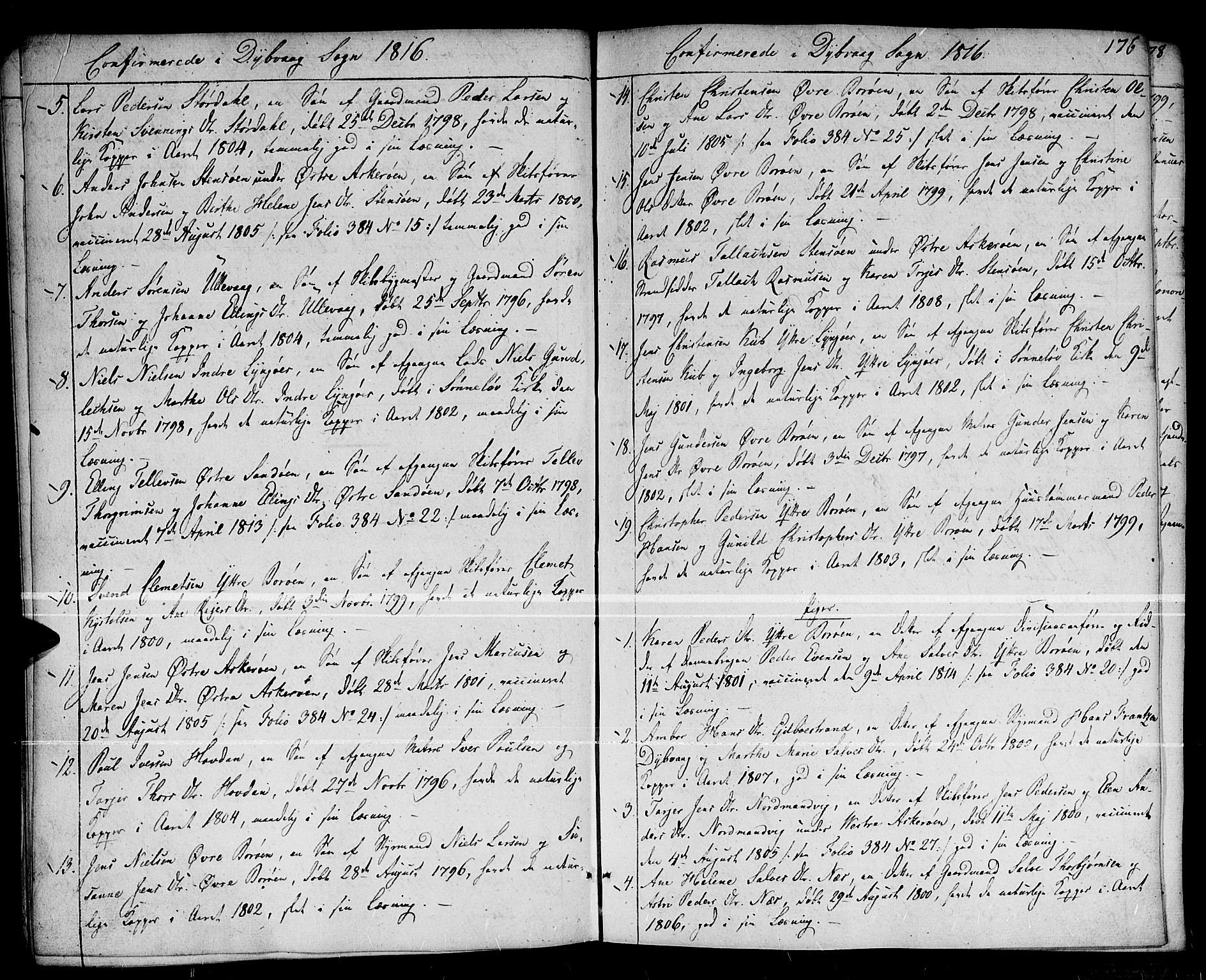 Dypvåg sokneprestkontor, AV/SAK-1111-0007/F/Fa/Faa/L0002: Parish register (official) no. A 2/ 1, 1813-1824, p. 176