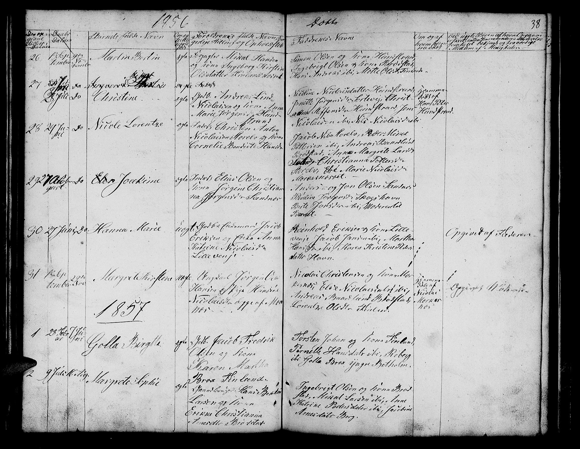 Tranøy sokneprestkontor, SATØ/S-1313/I/Ia/Iab/L0011klokker: Parish register (copy) no. 11, 1845-1859, p. 38