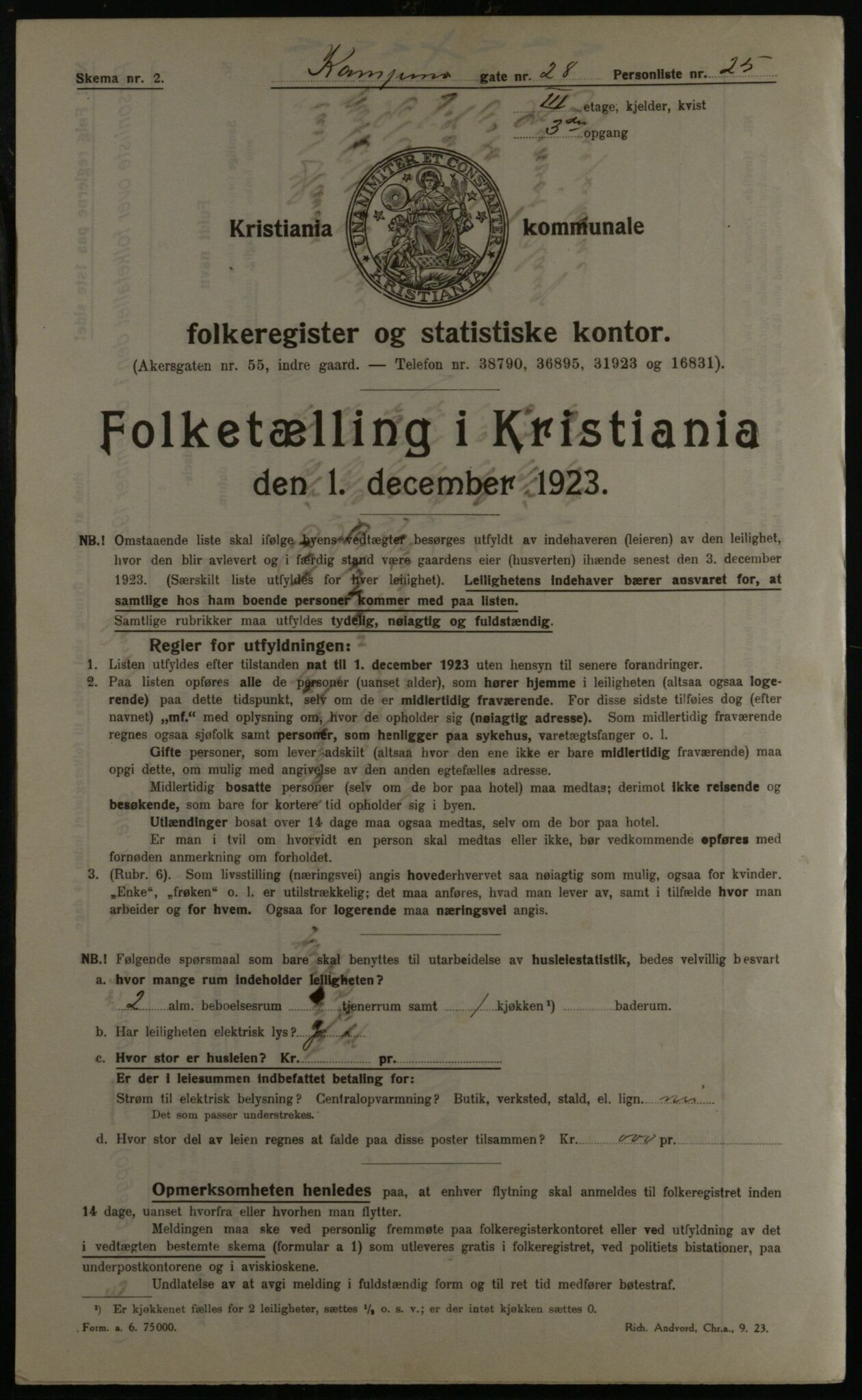 OBA, Municipal Census 1923 for Kristiania, 1923, p. 53838