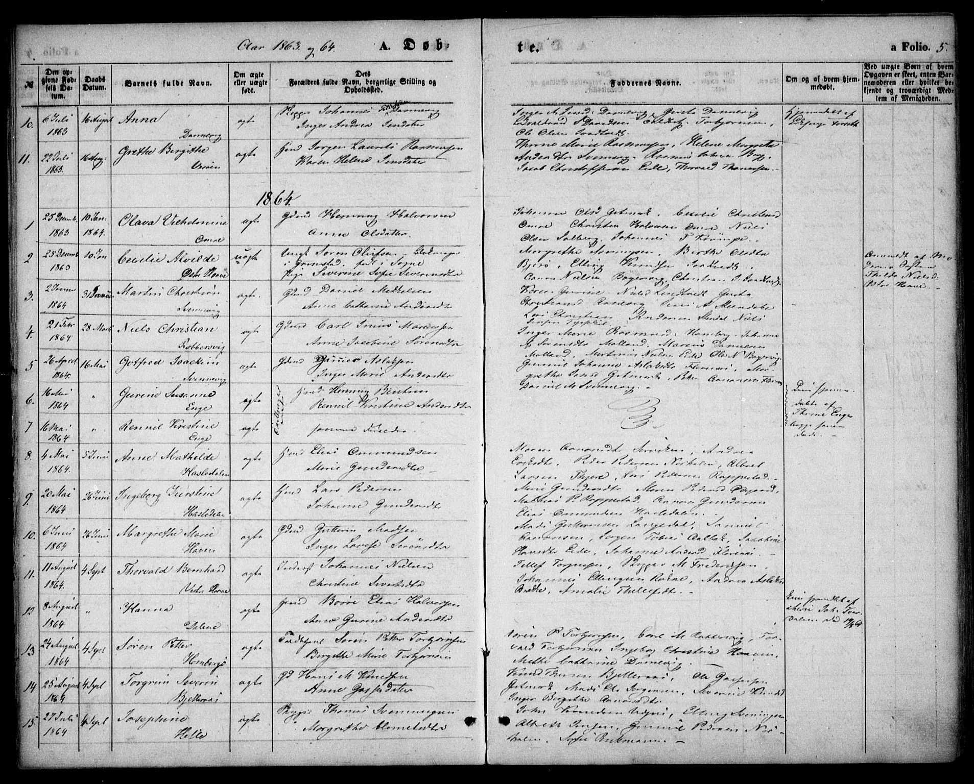 Hommedal sokneprestkontor, SAK/1111-0023/F/Fa/Faa/L0002: Parish register (official) no. A 2, 1861-1884, p. 5