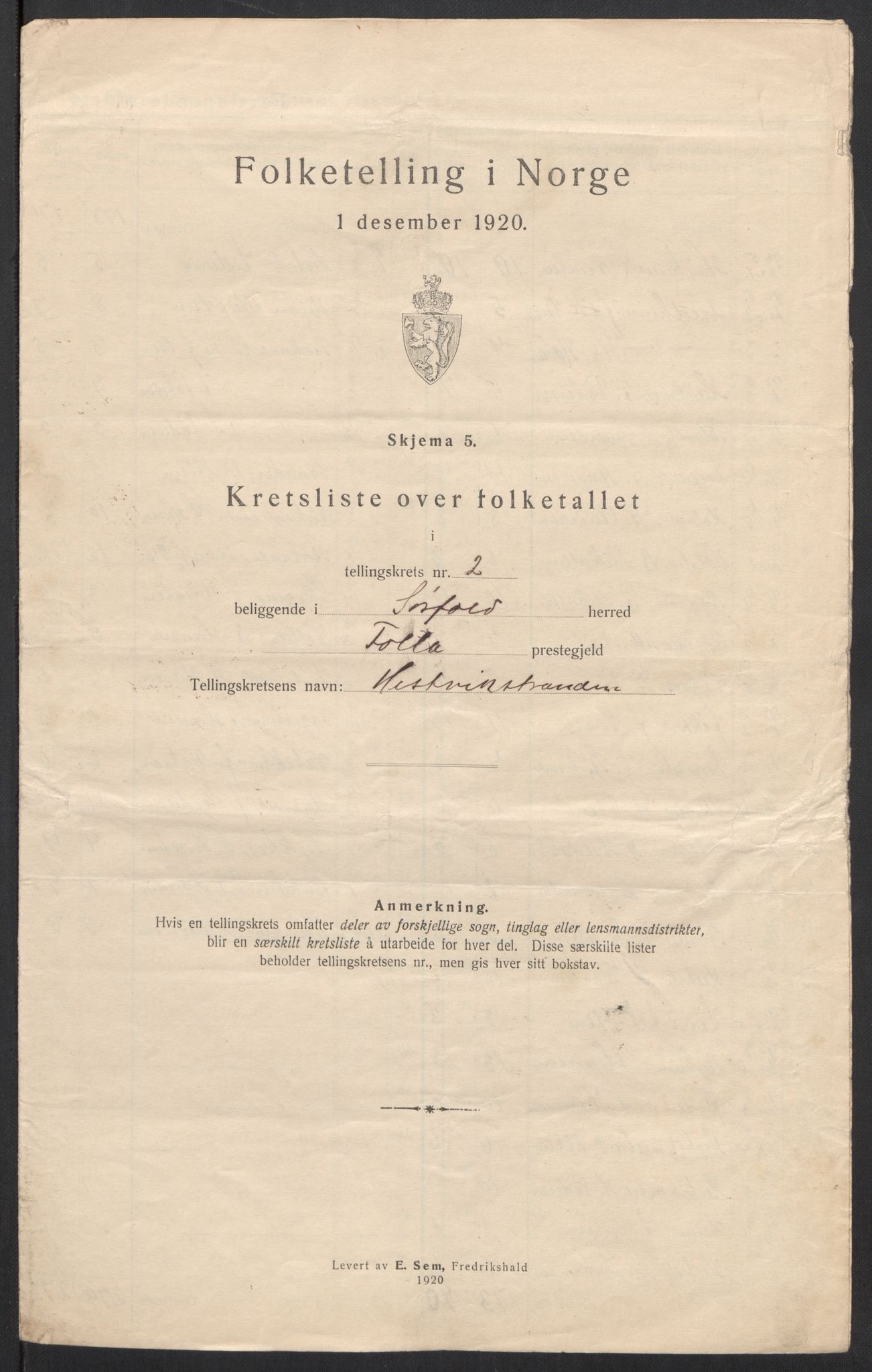 SAT, 1920 census for Sørfold, 1920, p. 9