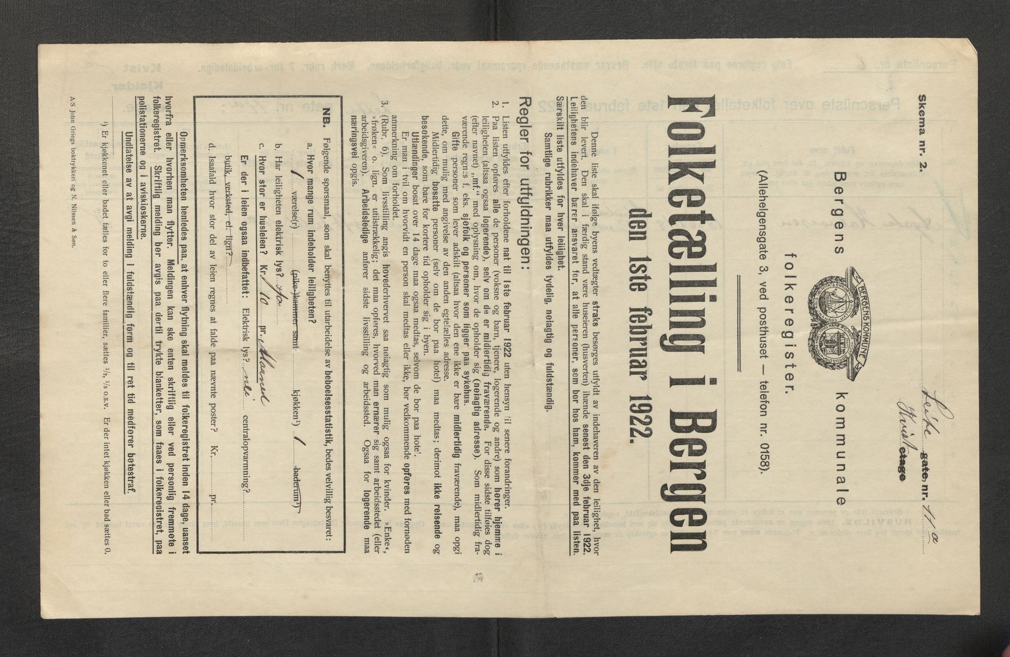 SAB, Municipal Census 1922 for Bergen, 1922, p. 22524