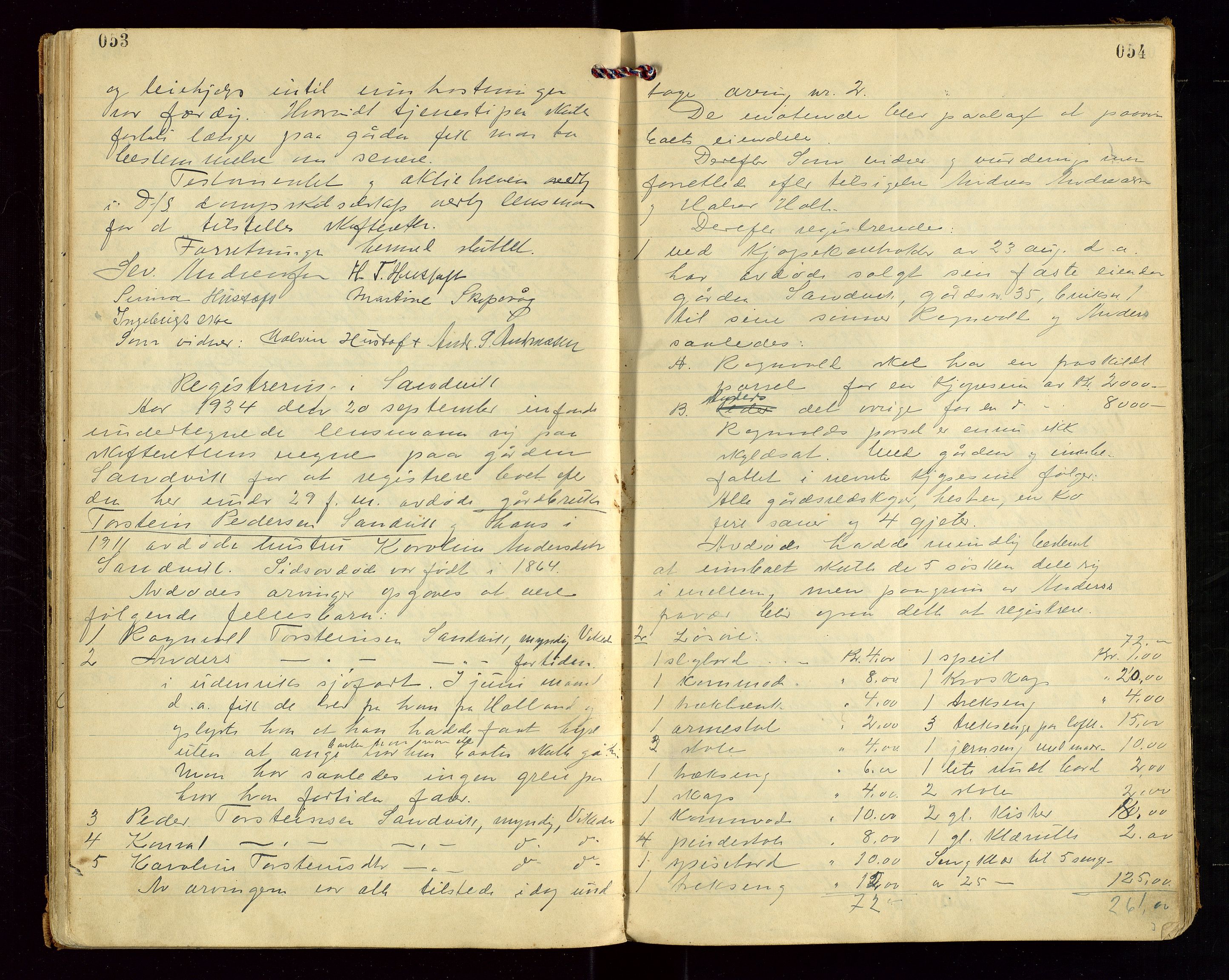 Vikedal lensmannskontor, AV/SAST-A-100179/Gg/L0003: Dødsfallprotokoll, 1933-1943, p. 53-54