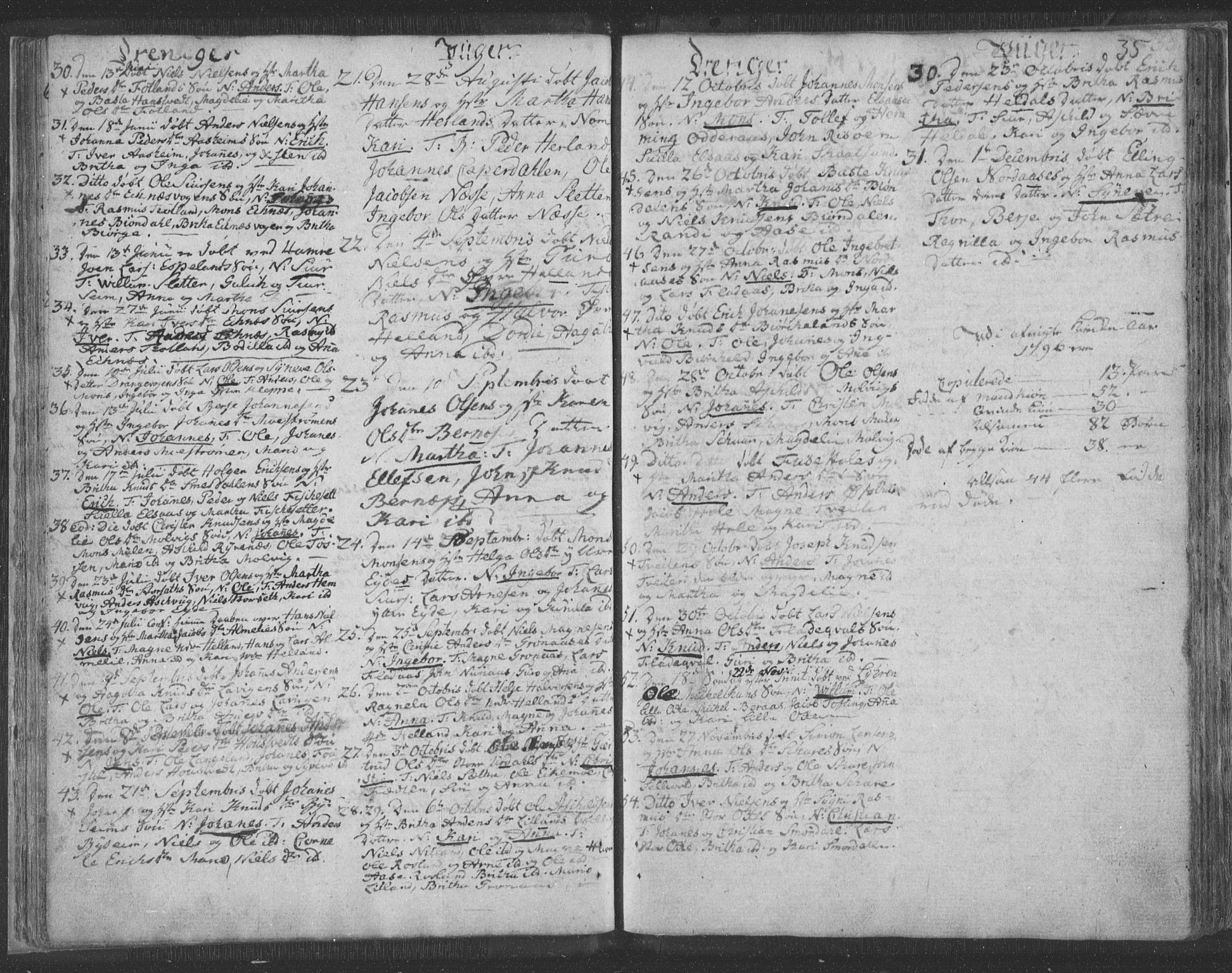 Hosanger sokneprestembete, AV/SAB-A-75801/H/Haa: Parish register (official) no. A 3, 1793-1811, p. 34b-35a