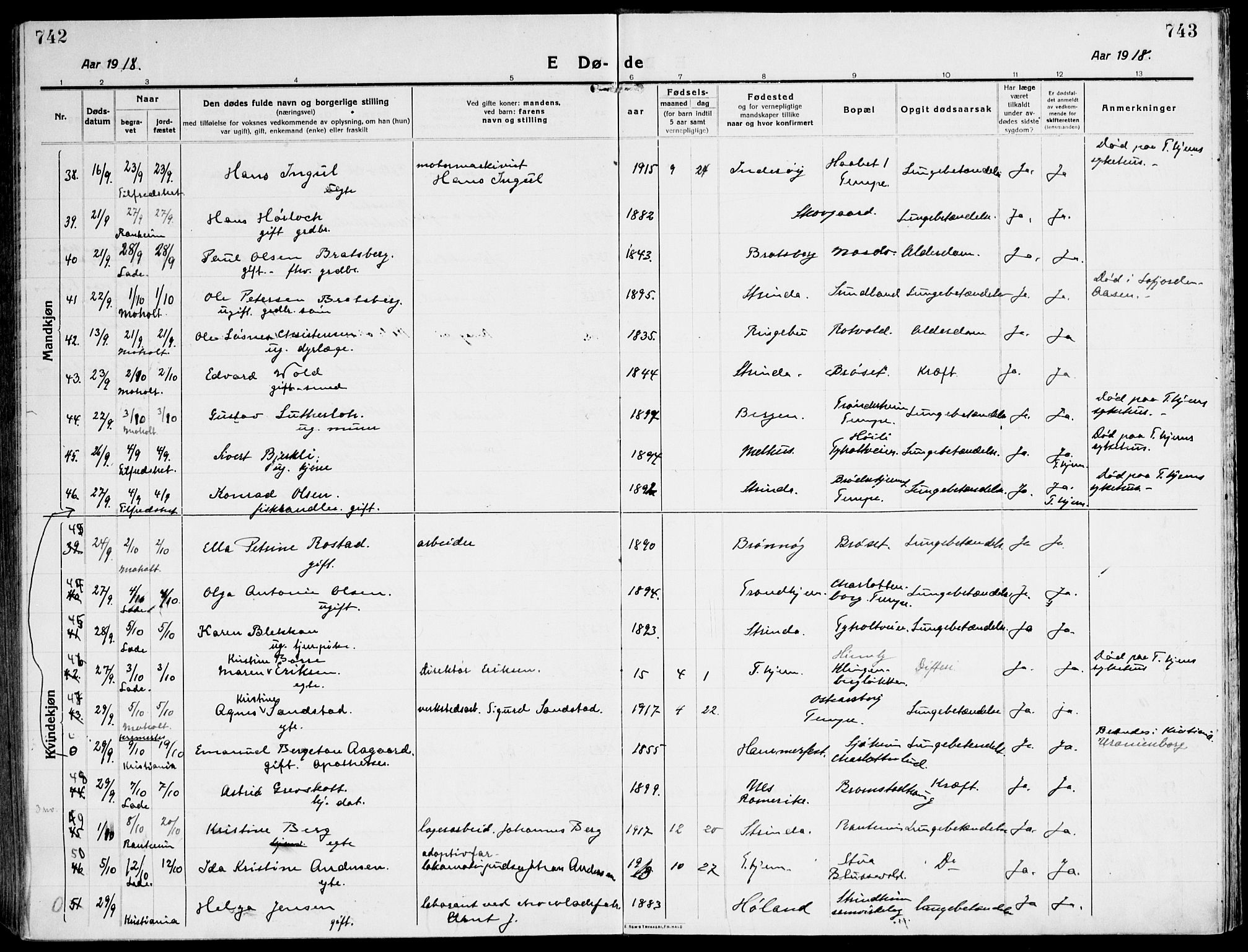 Ministerialprotokoller, klokkerbøker og fødselsregistre - Sør-Trøndelag, AV/SAT-A-1456/607/L0321: Parish register (official) no. 607A05, 1916-1935, p. 742-743