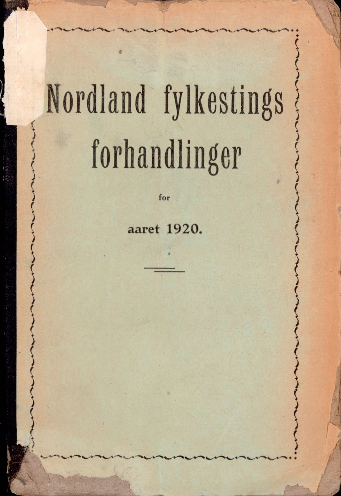 Nordland Fylkeskommune. Fylkestinget, AIN/NFK-17/176/A/Ac/L0043: Fylkestingsforhandlinger 1920, 1920