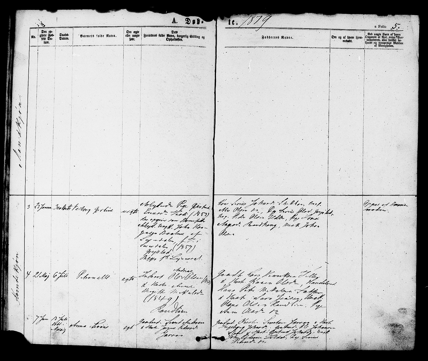 Ministerialprotokoller, klokkerbøker og fødselsregistre - Sør-Trøndelag, AV/SAT-A-1456/608/L0334: Parish register (official) no. 608A03, 1877-1886, p. 5