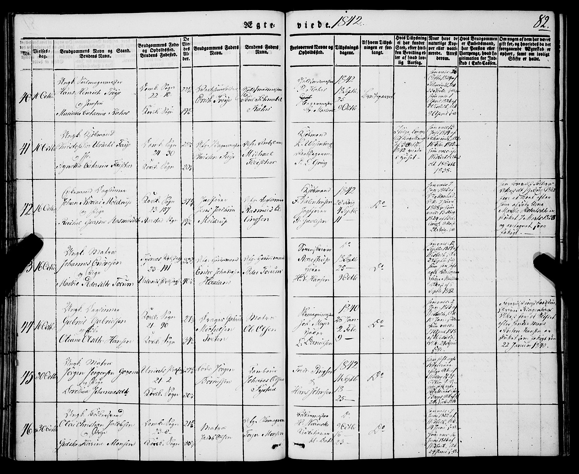 Korskirken sokneprestembete, SAB/A-76101/H/Haa/L0034: Parish register (official) no. D 1, 1832-1852, p. 82