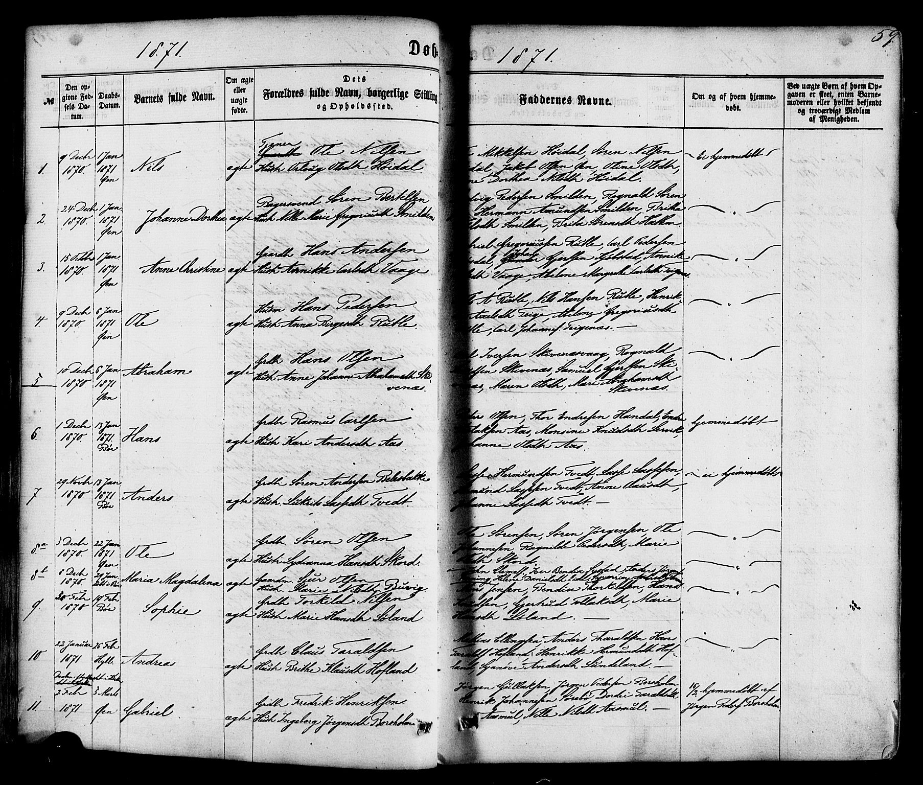 Hyllestad sokneprestembete, SAB/A-80401: Parish register (official) no. A 1, 1861-1886, p. 59