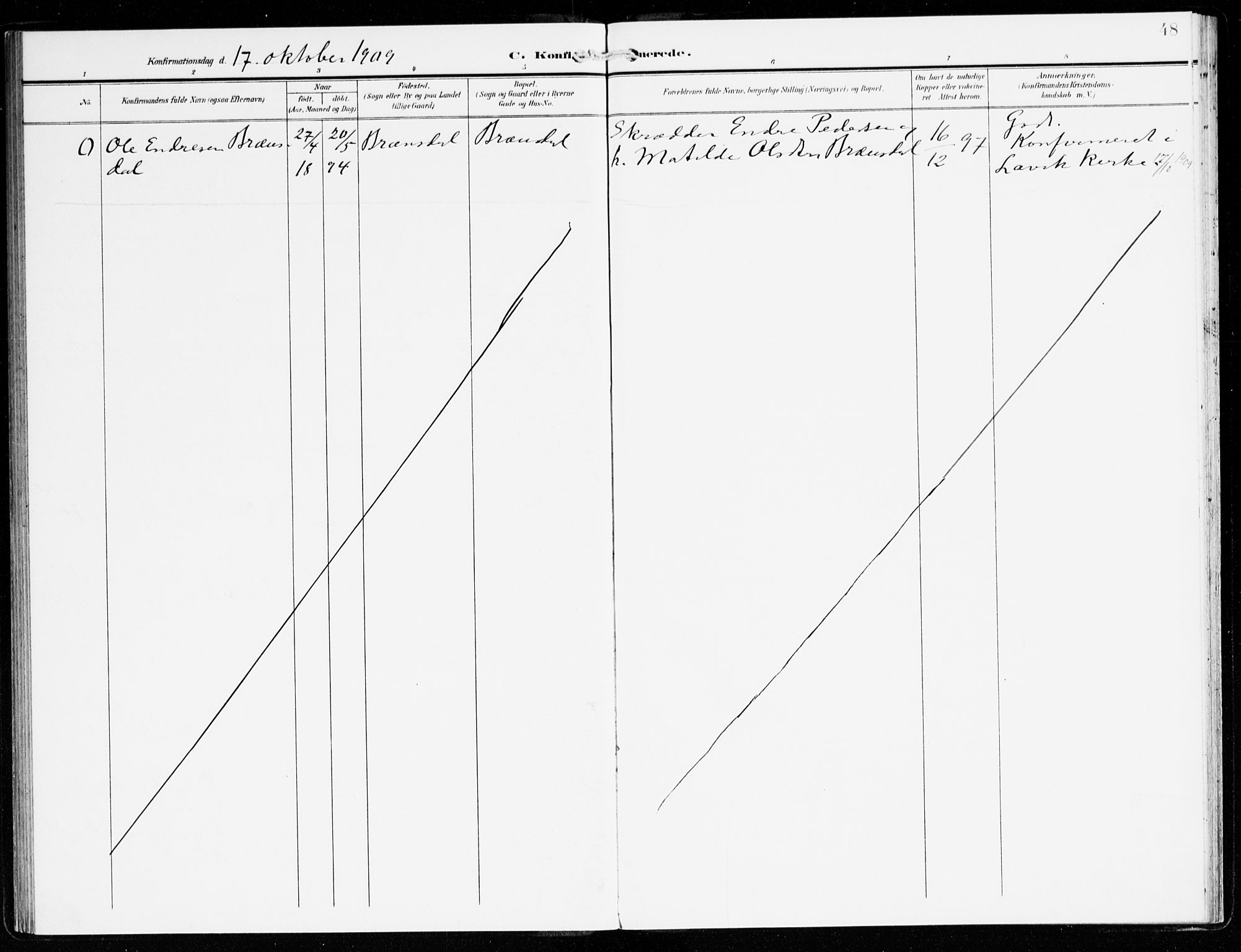 Hyllestad sokneprestembete, SAB/A-80401: Parish register (official) no. C 2, 1904-1917, p. 48