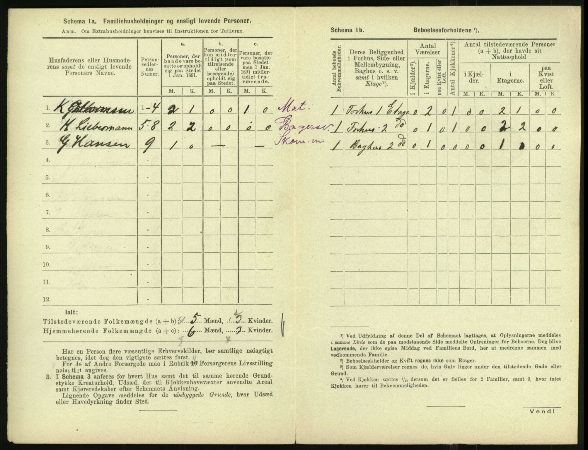 RA, 1891 census for 1001 Kristiansand, 1891, p. 1543