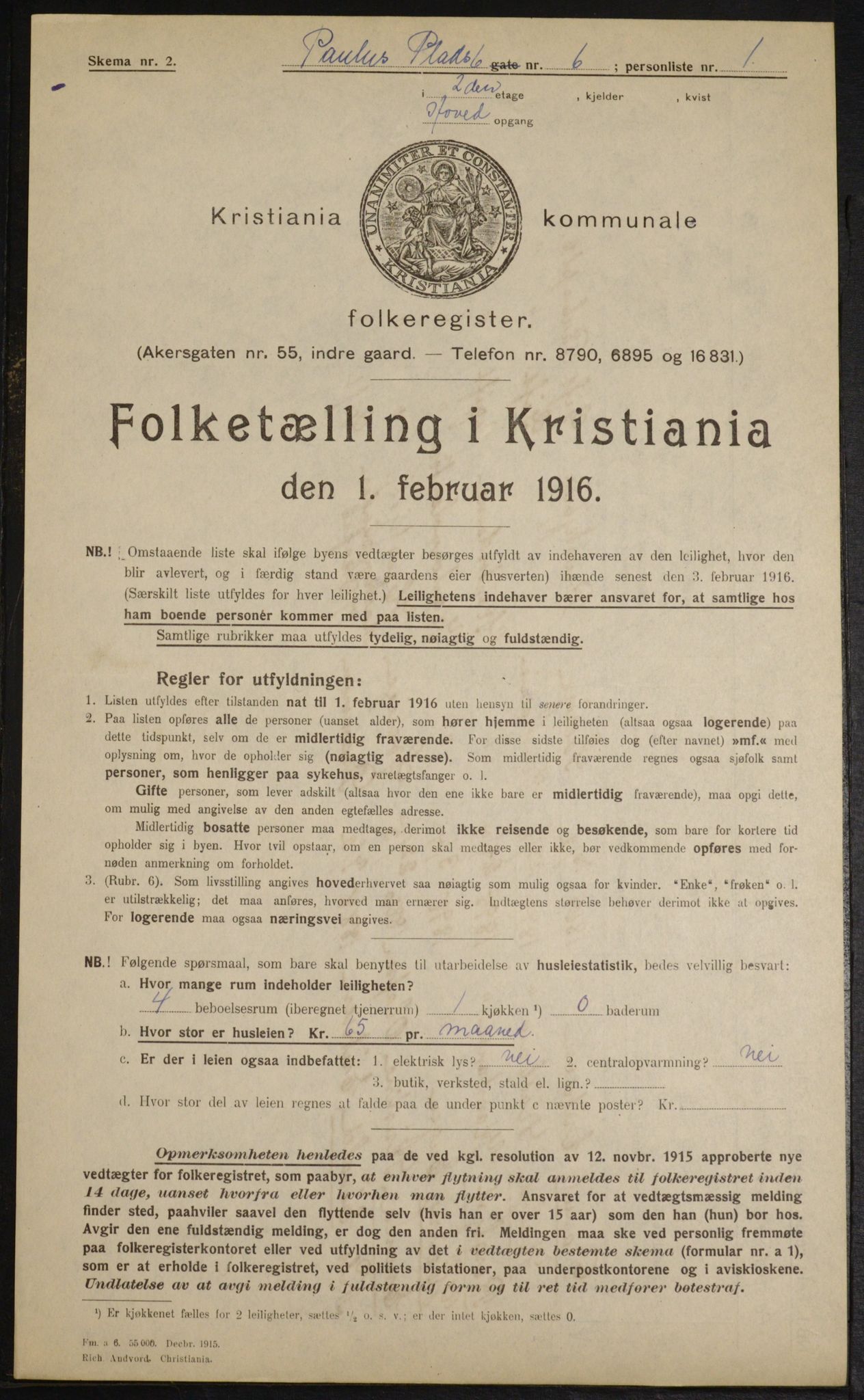 OBA, Municipal Census 1916 for Kristiania, 1916, p. 80674