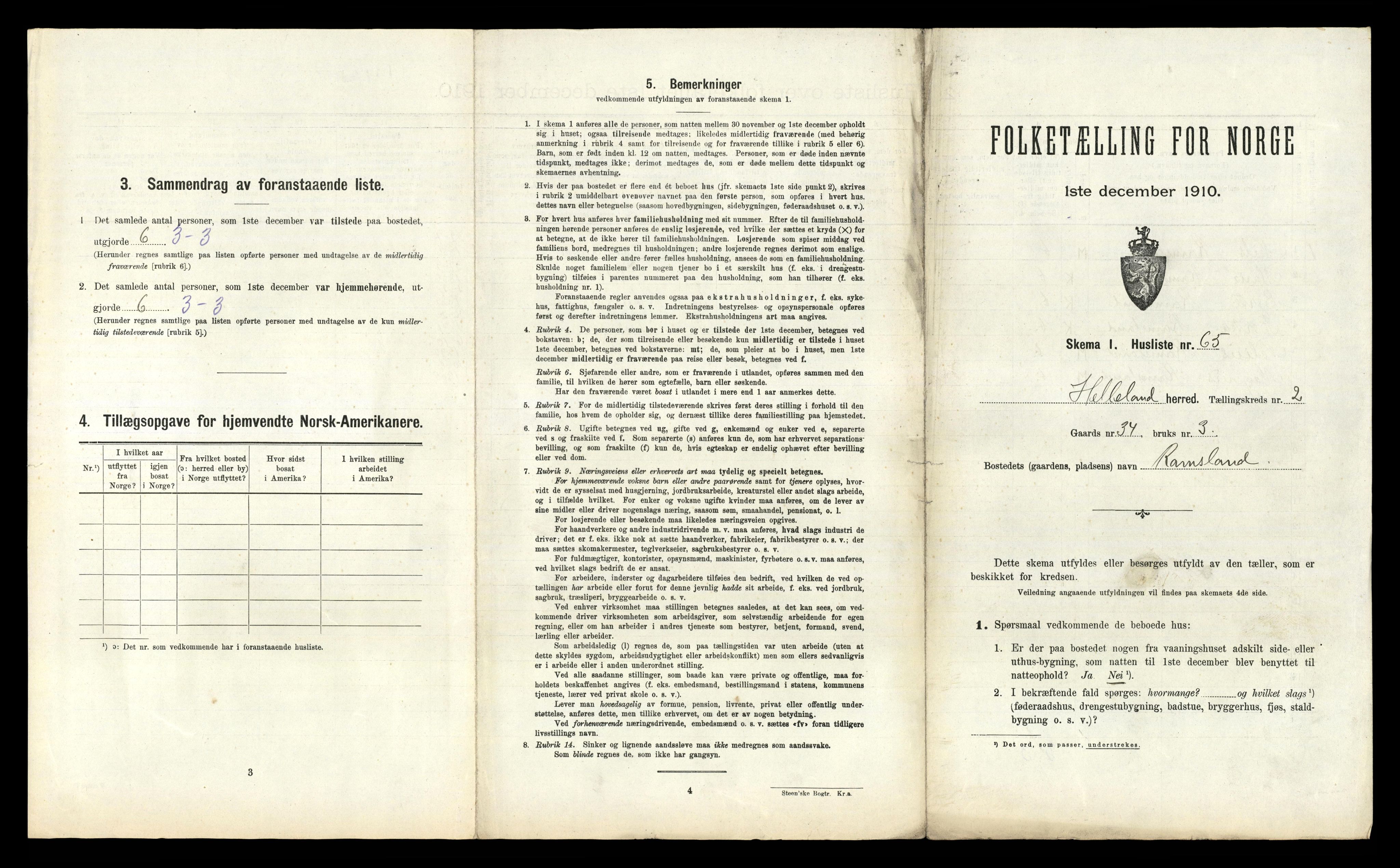 RA, 1910 census for Helleland, 1910, p. 259