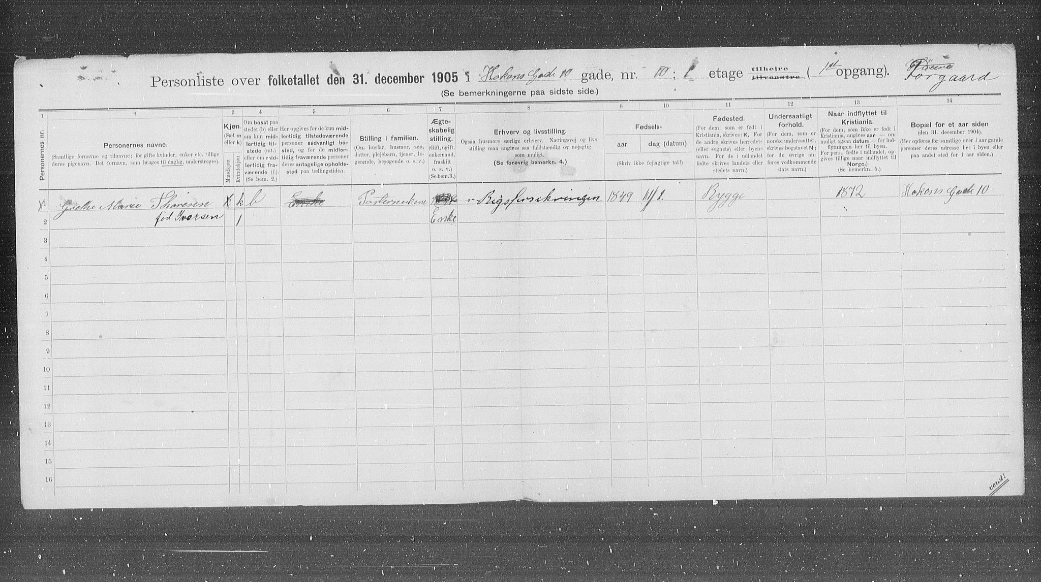 OBA, Municipal Census 1905 for Kristiania, 1905, p. 22530