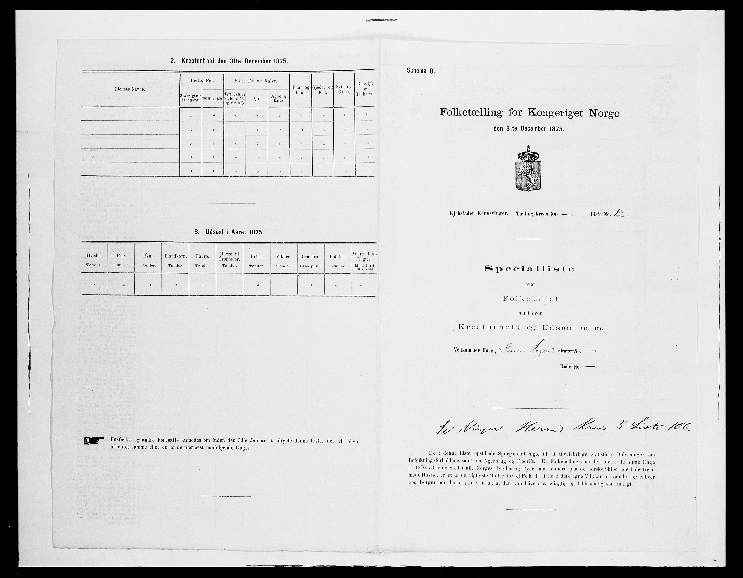 SAH, 1875 census for 0402B Vinger/Kongsvinger, 1875, p. 200