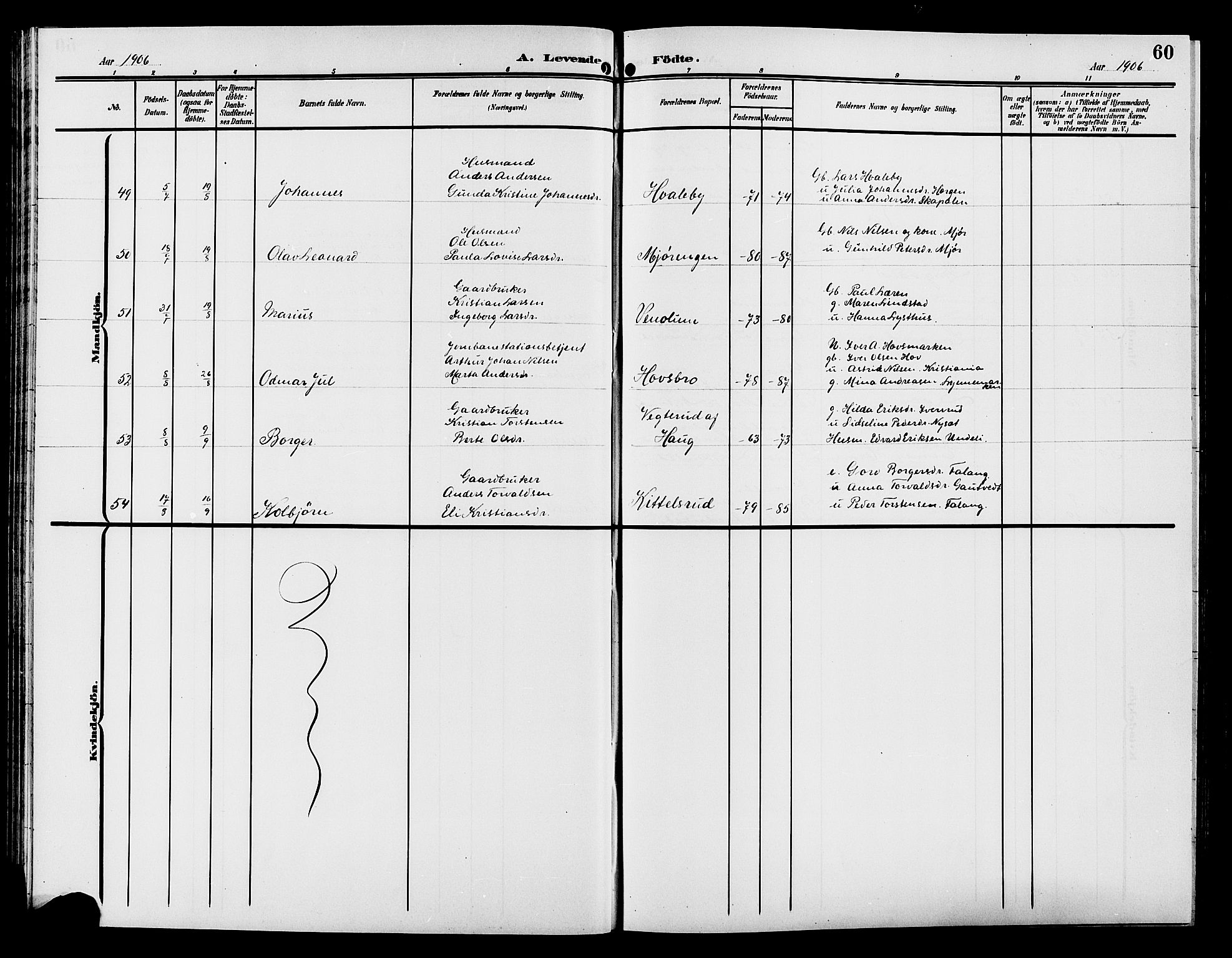 Gran prestekontor, AV/SAH-PREST-112/H/Ha/Hab/L0006: Parish register (copy) no. 6, 1901-1911, p. 60