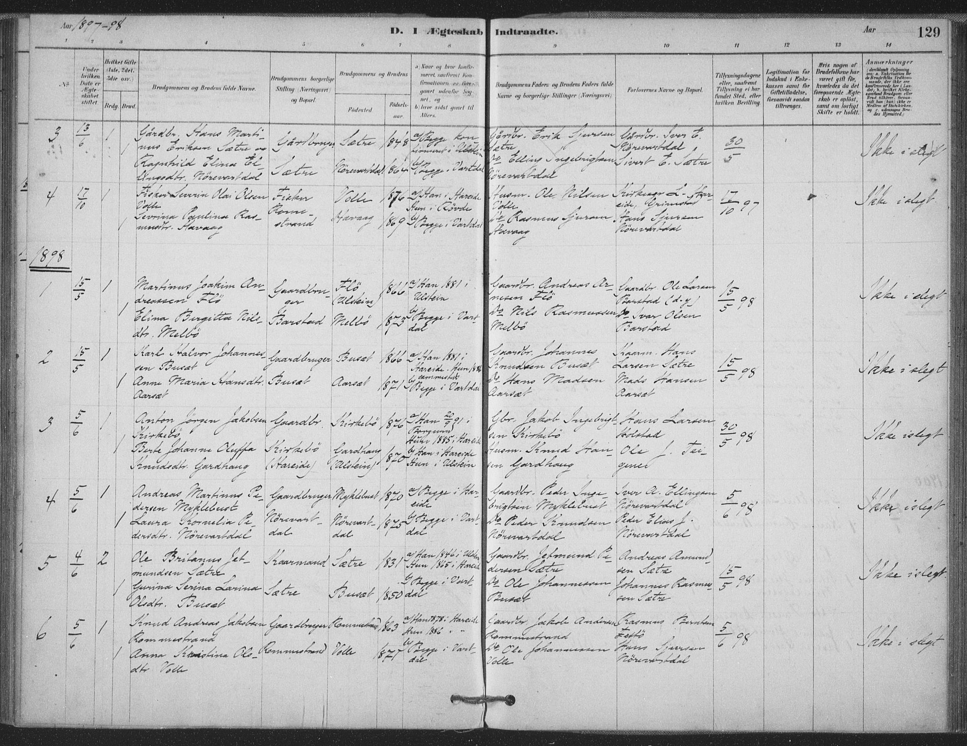 Ministerialprotokoller, klokkerbøker og fødselsregistre - Møre og Romsdal, AV/SAT-A-1454/514/L0199: Parish register (official) no. 514A01, 1878-1912, p. 129