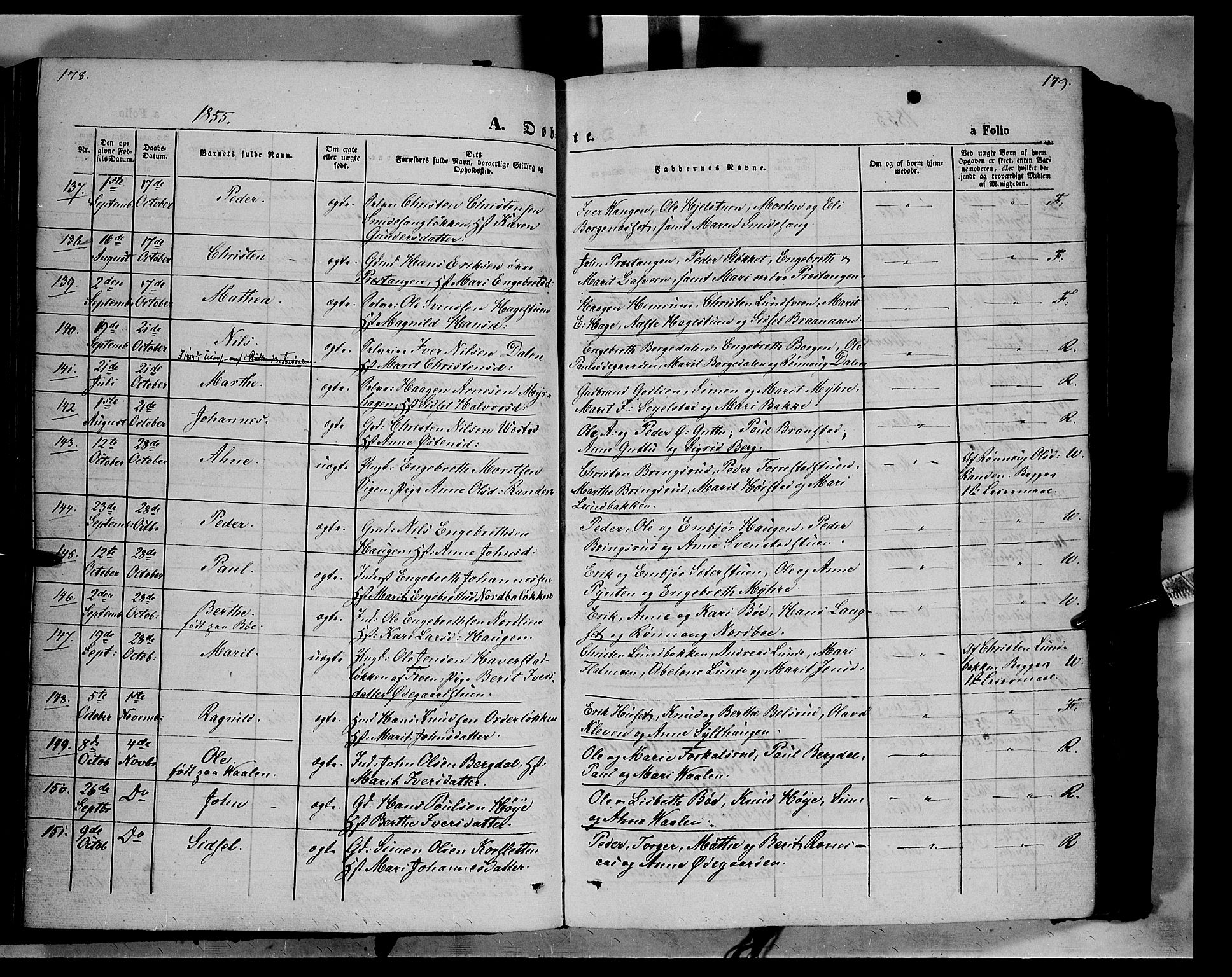 Ringebu prestekontor, AV/SAH-PREST-082/H/Ha/Haa/L0006: Parish register (official) no. 6, 1848-1859, p. 178-179