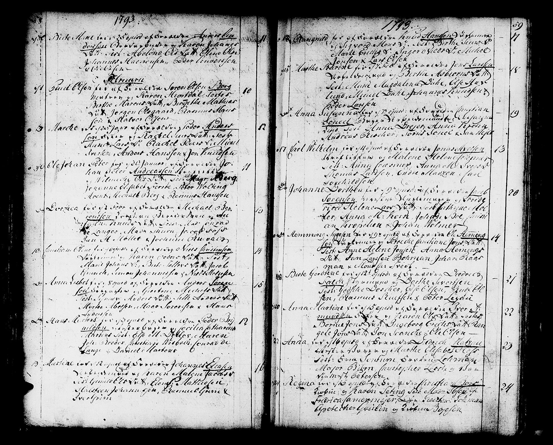 Domkirken sokneprestembete, SAB/A-74801/H/Haa/L0004: Parish register (official) no. A 4, 1763-1820, p. 58-59