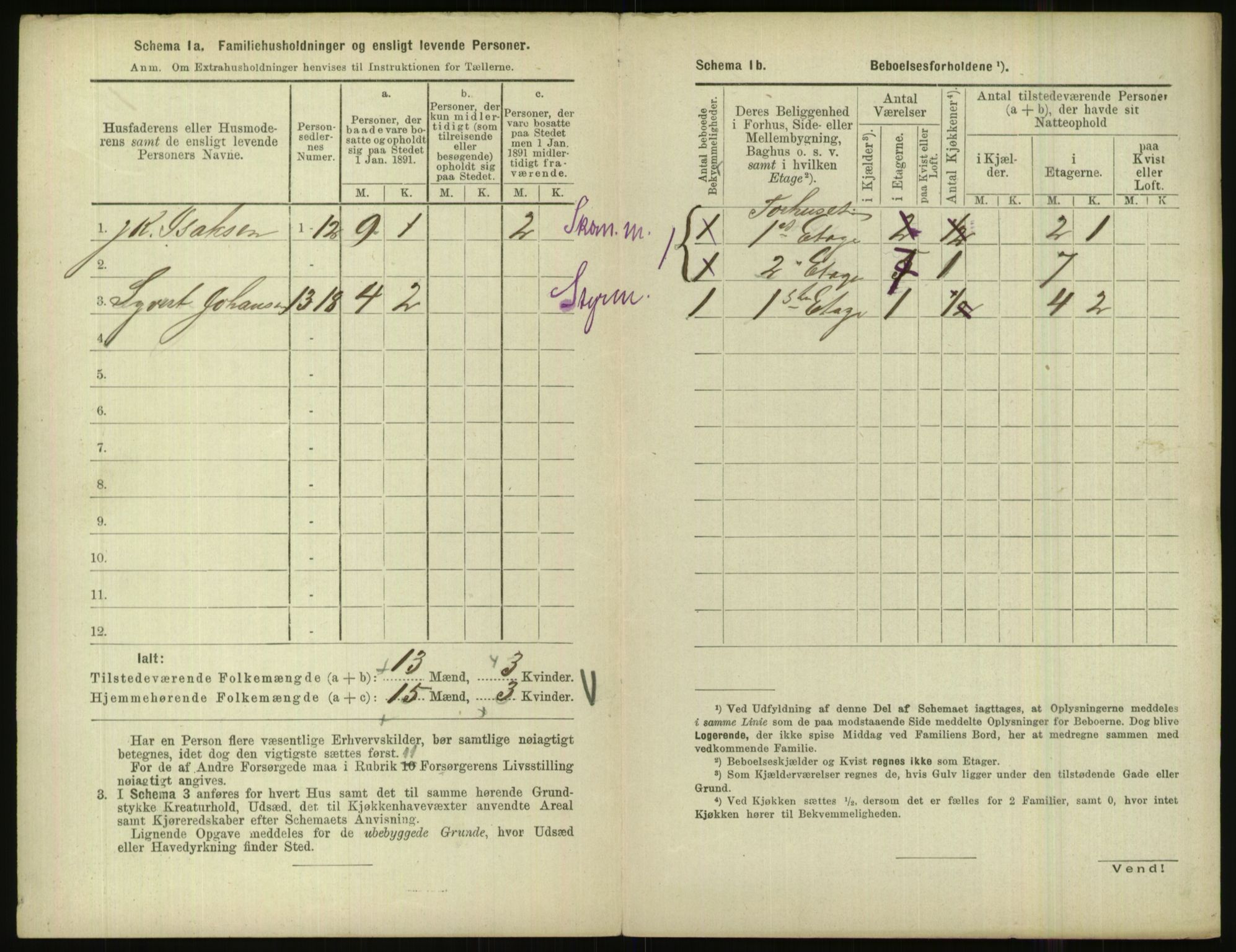 RA, 1891 census for 1001 Kristiansand, 1891, p. 1297