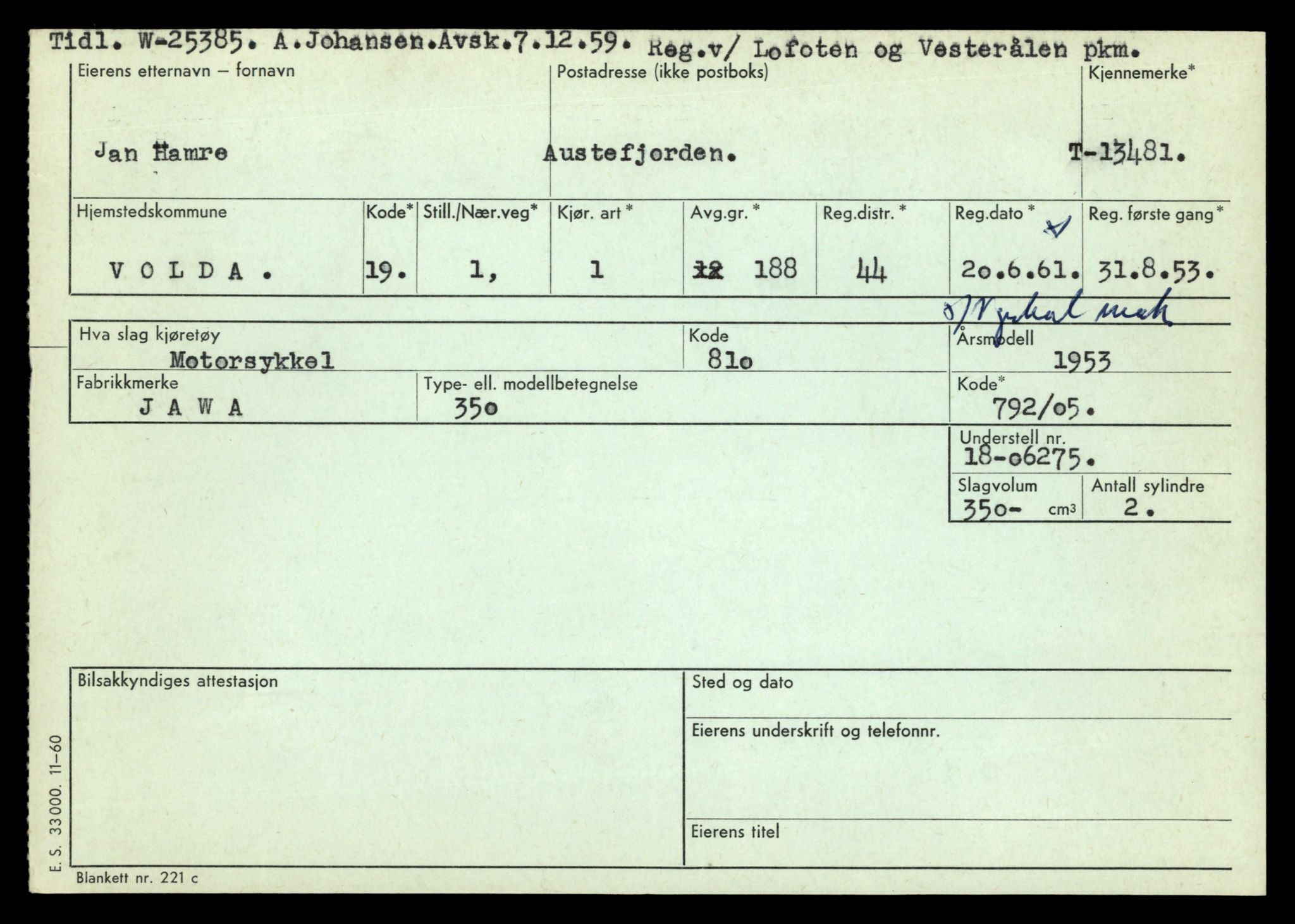 Møre og Romsdal vegkontor - Ålesund trafikkstasjon, AV/SAT-A-4099/F/Fe/L0039: Registreringskort for kjøretøy T 13361 - T 13530, 1927-1998, p. 2048