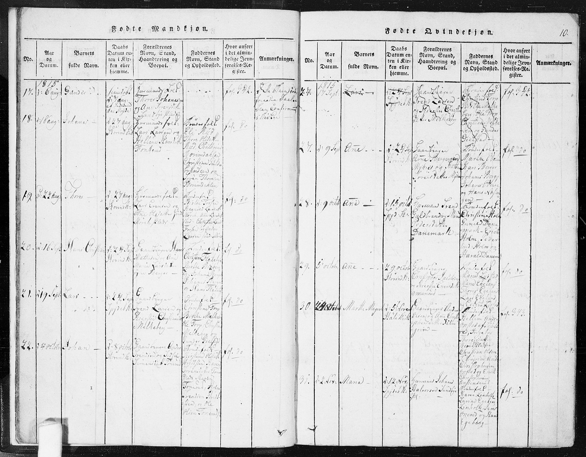 Spydeberg prestekontor Kirkebøker, AV/SAO-A-10924/F/Fa/L0004: Parish register (official) no. I 4, 1814-1841, p. 10