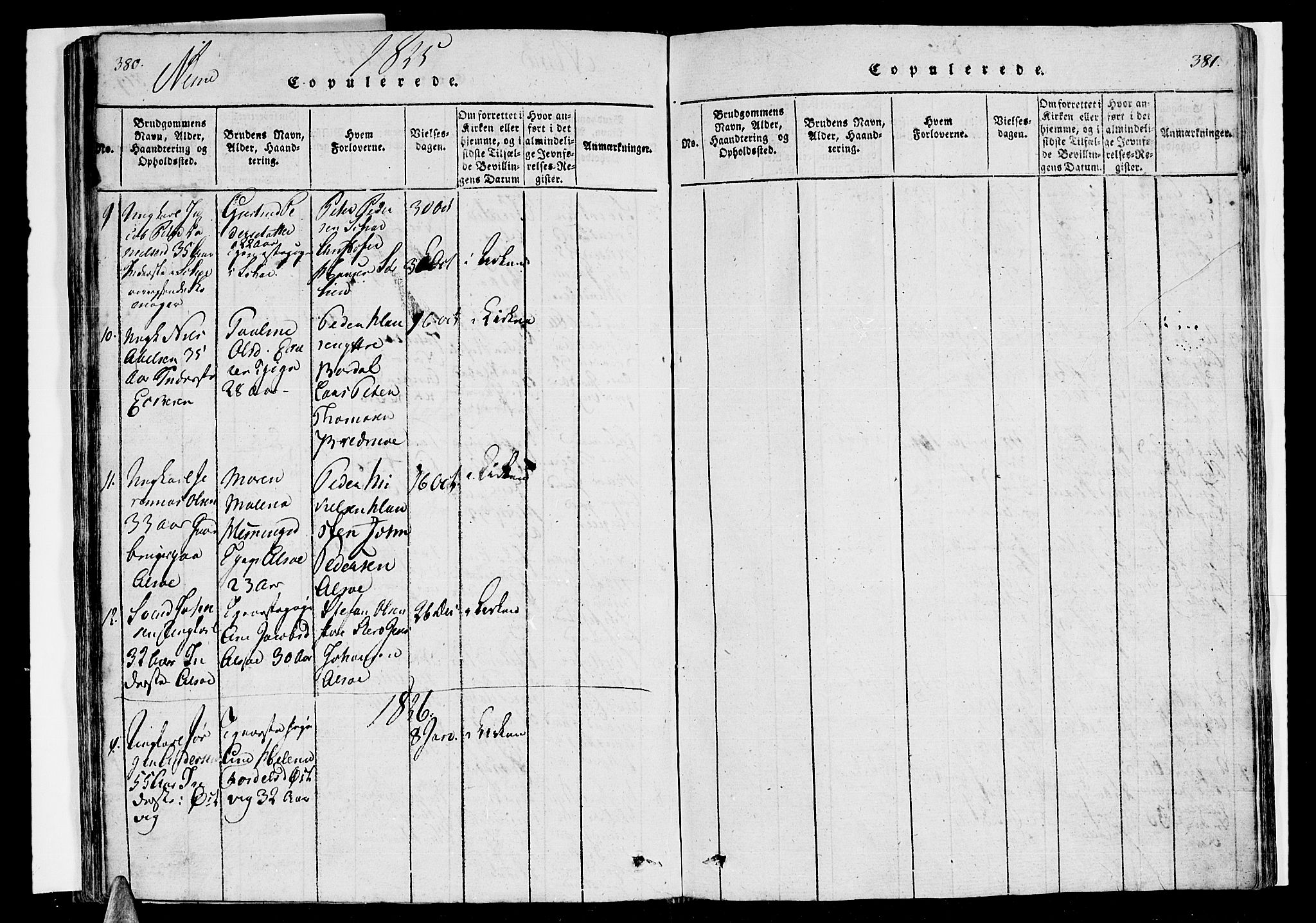 Ministerialprotokoller, klokkerbøker og fødselsregistre - Nordland, AV/SAT-A-1459/838/L0546: Parish register (official) no. 838A05 /1, 1820-1828, p. 380-381