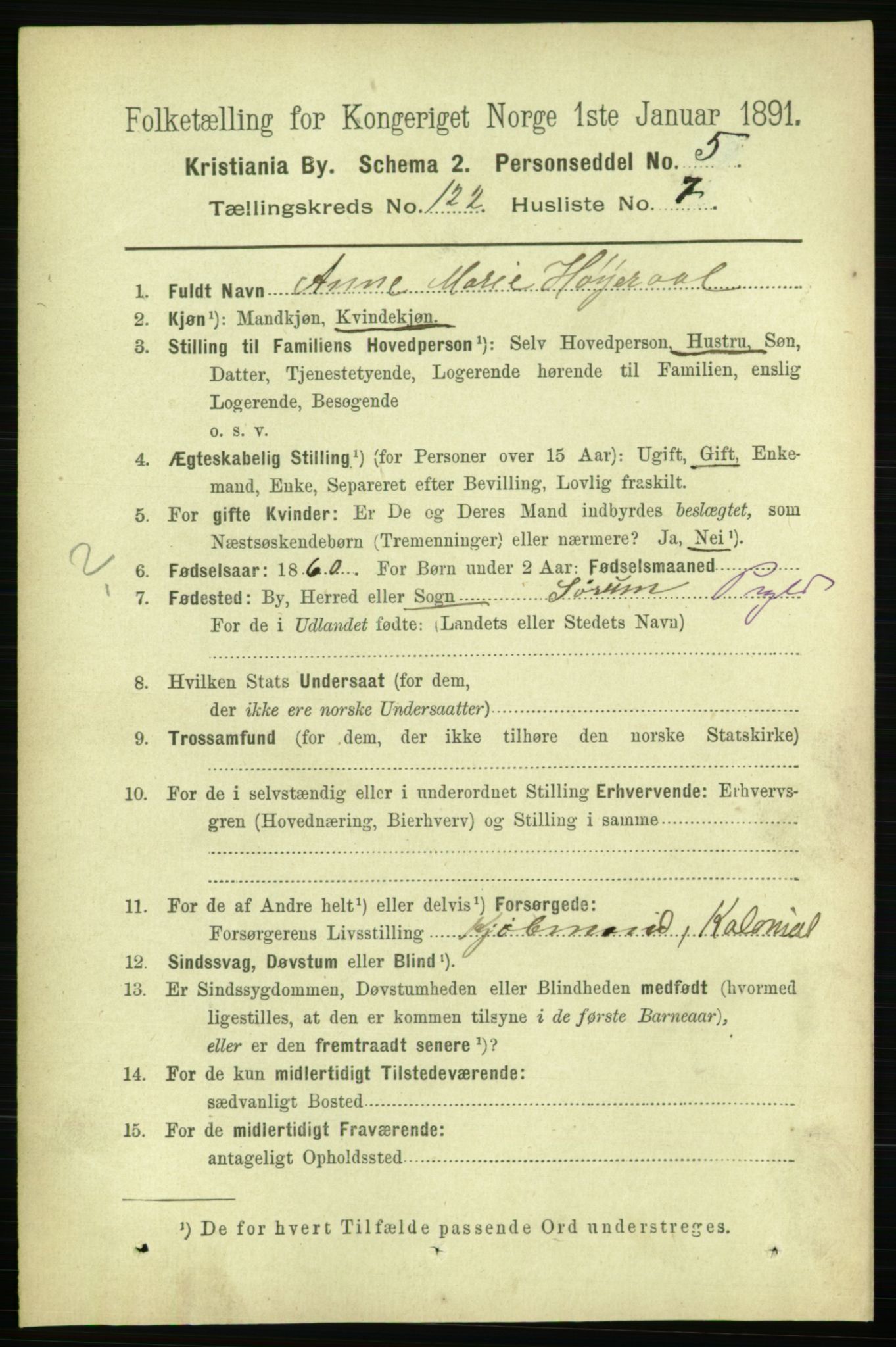 RA, 1891 census for 0301 Kristiania, 1891, p. 64898