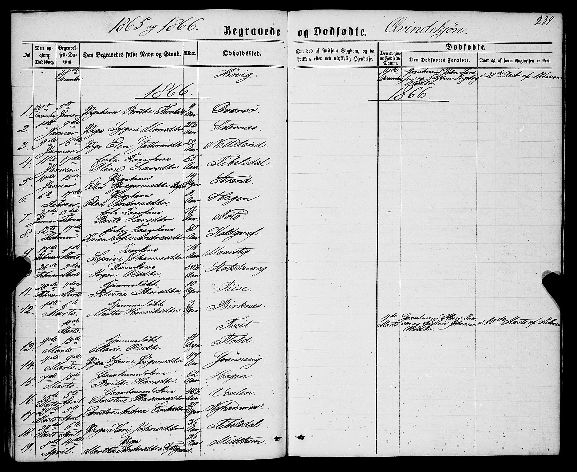 Gulen sokneprestembete, AV/SAB-A-80201/H/Haa/Haaa/L0022: Parish register (official) no. A 22, 1859-1869, p. 239