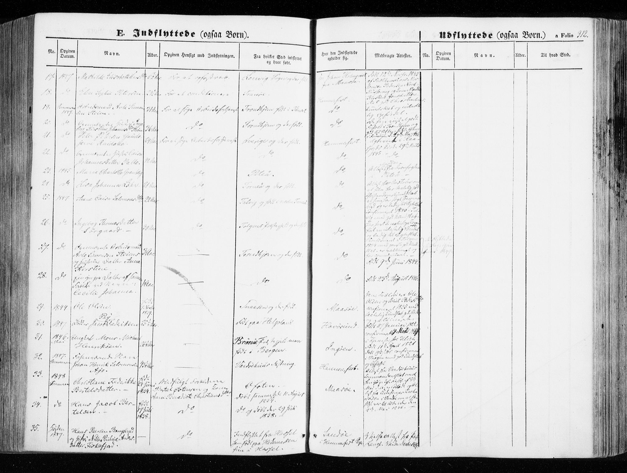 Hammerfest sokneprestkontor, SATØ/S-1347/H/Ha/L0004.kirke: Parish register (official) no. 4, 1843-1856, p. 312