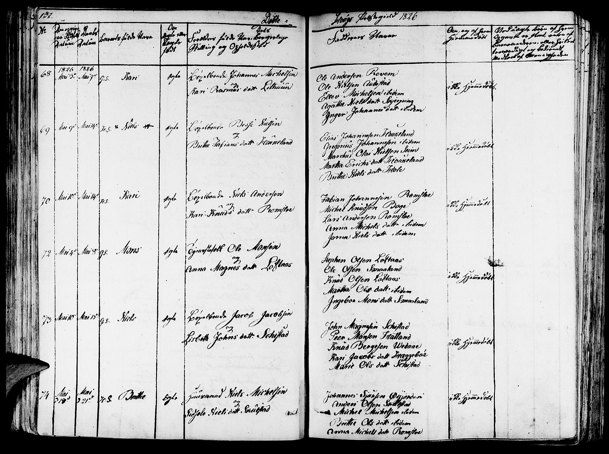 Haus sokneprestembete, AV/SAB-A-75601/H/Haa: Parish register (official) no. A 13, 1821-1827, p. 132