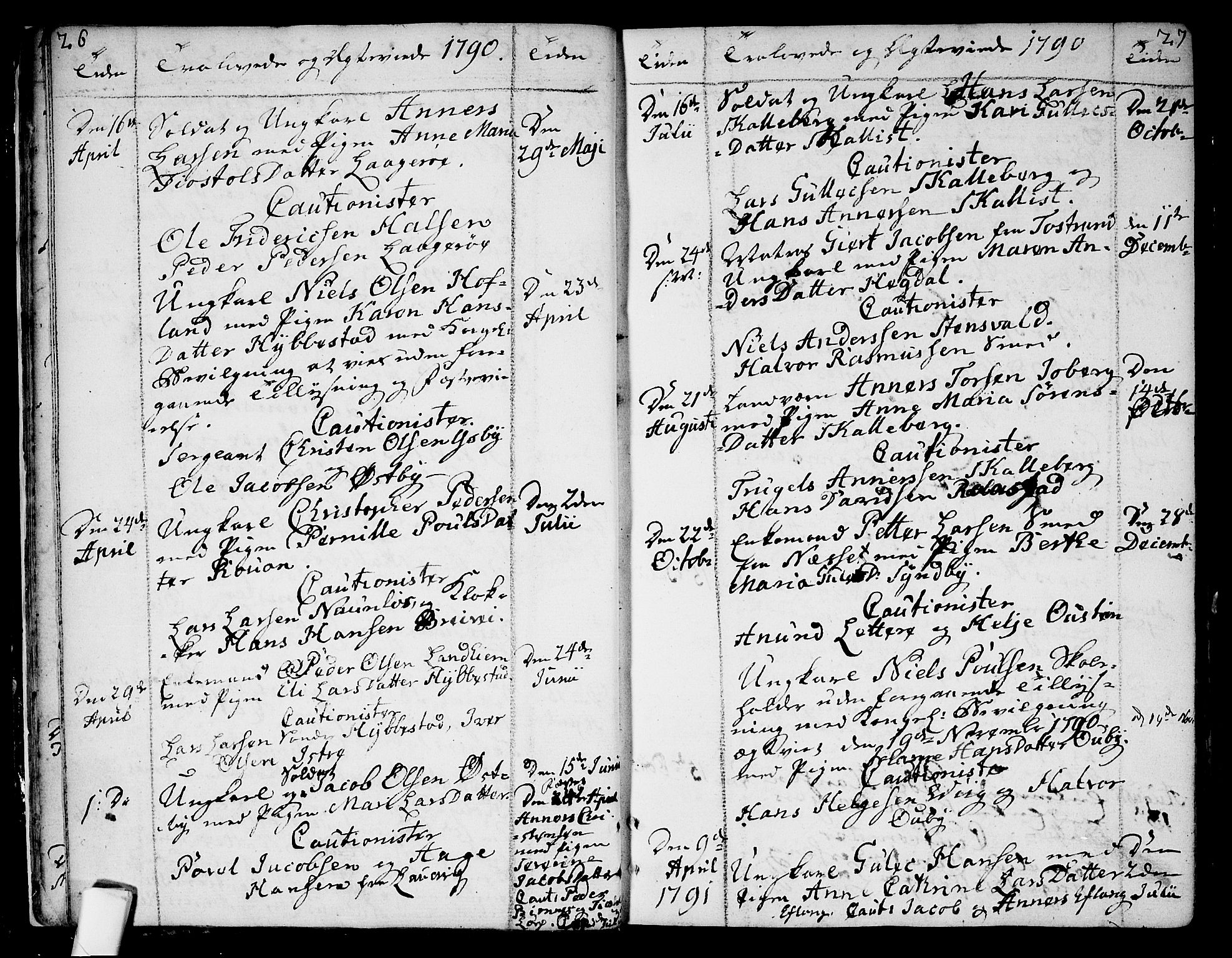 Tjølling kirkebøker, SAKO/A-60/F/Fa/L0004: Parish register (official) no. 4, 1779-1817, p. 26-27