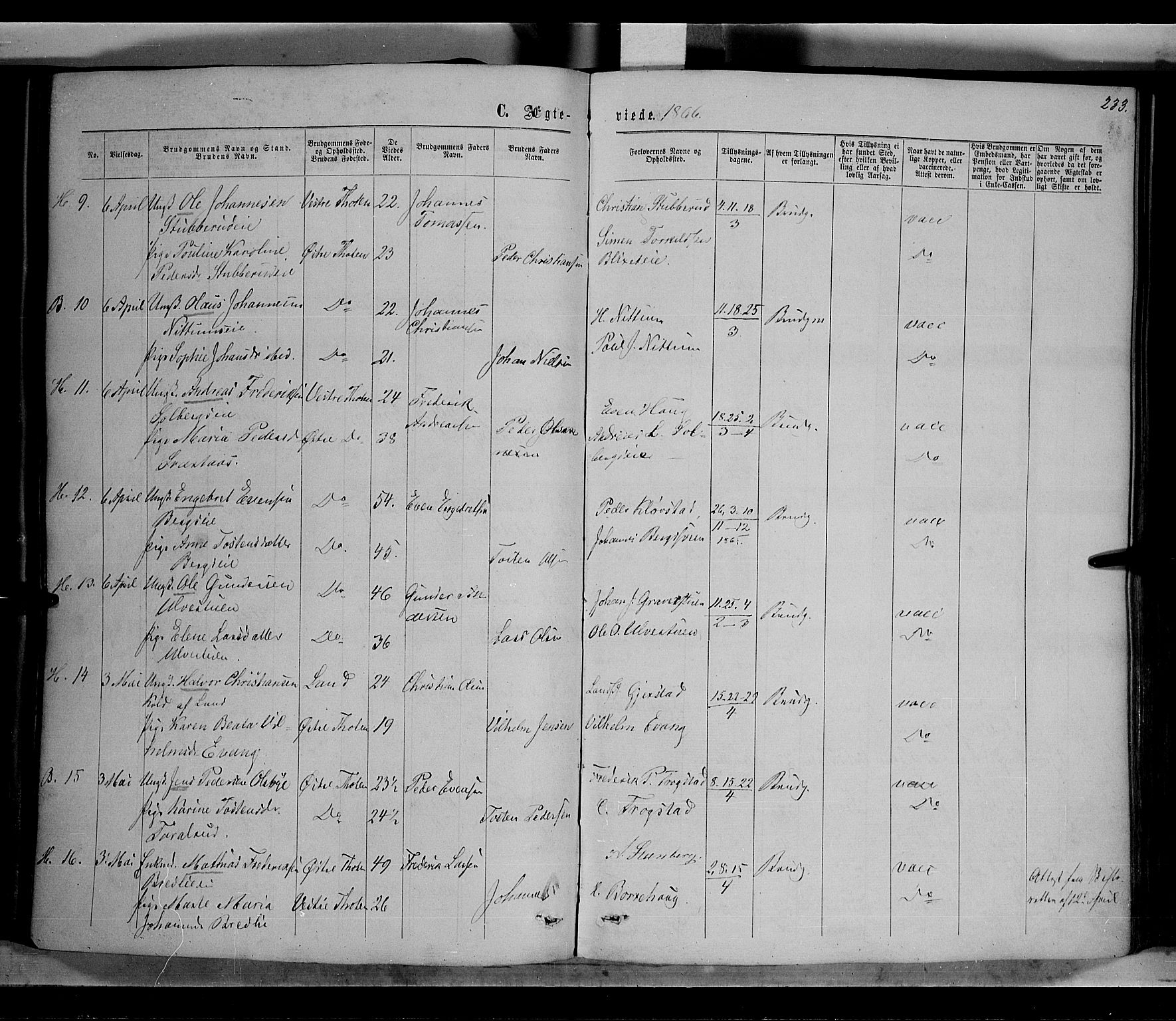Østre Toten prestekontor, SAH/PREST-104/H/Ha/Haa/L0005: Parish register (official) no. 5, 1866-1877, p. 233