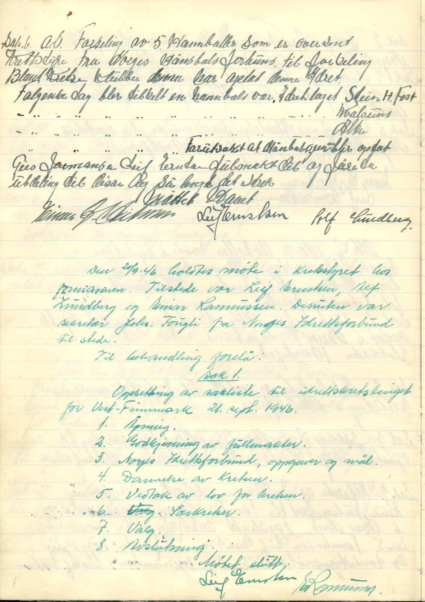 Vest-Finnmark Idrettskrets, FMFB/A-1042/A/Aa/L0001: Møteprotokoll for styre, kretsting og arbeidsutvalg, 1946-1951, p. 8