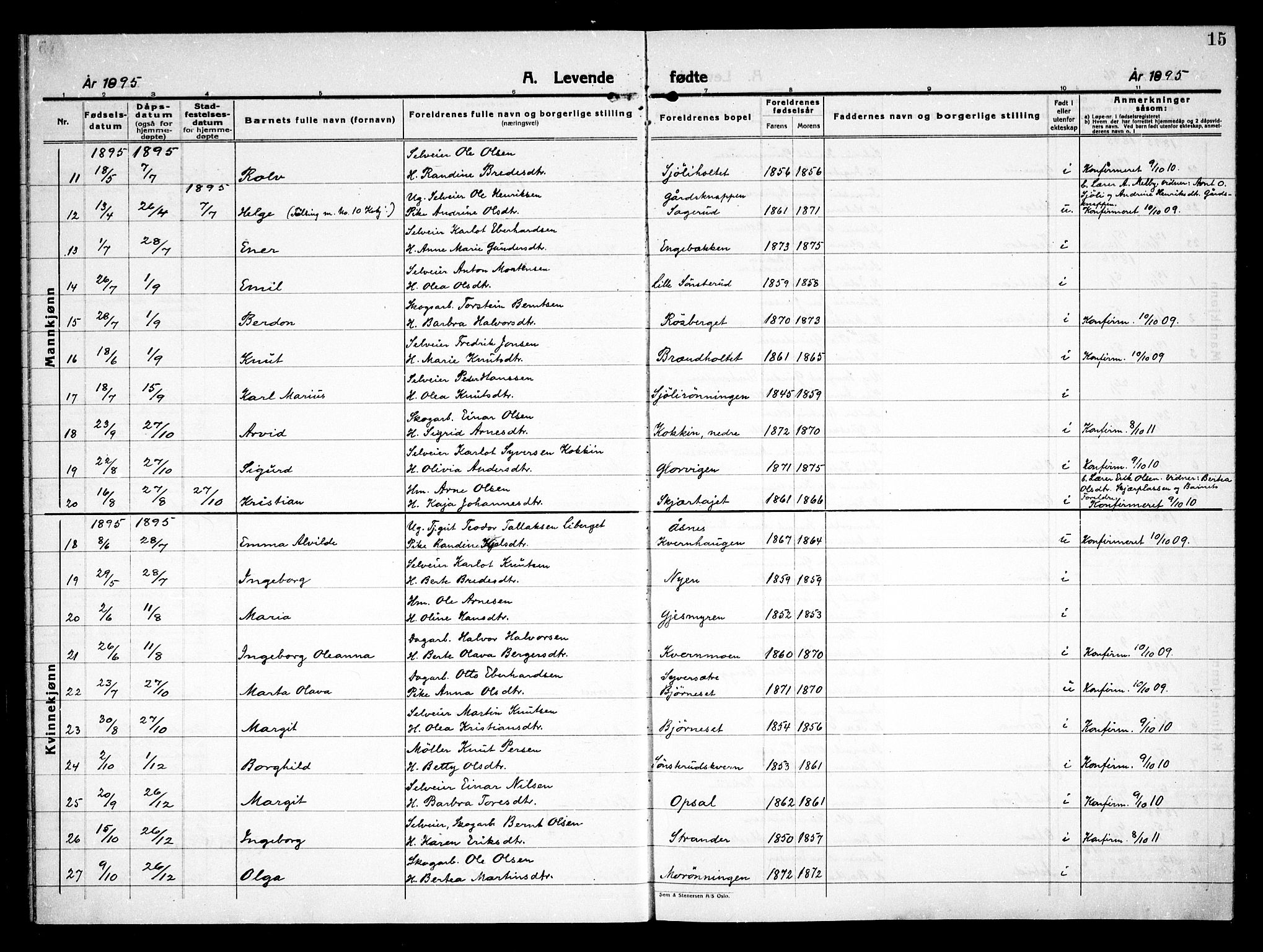 Åsnes prestekontor, AV/SAH-PREST-042/H/Ha/Haa/L0000D: Parish register (official) no. 0B, 1890-1929, p. 15