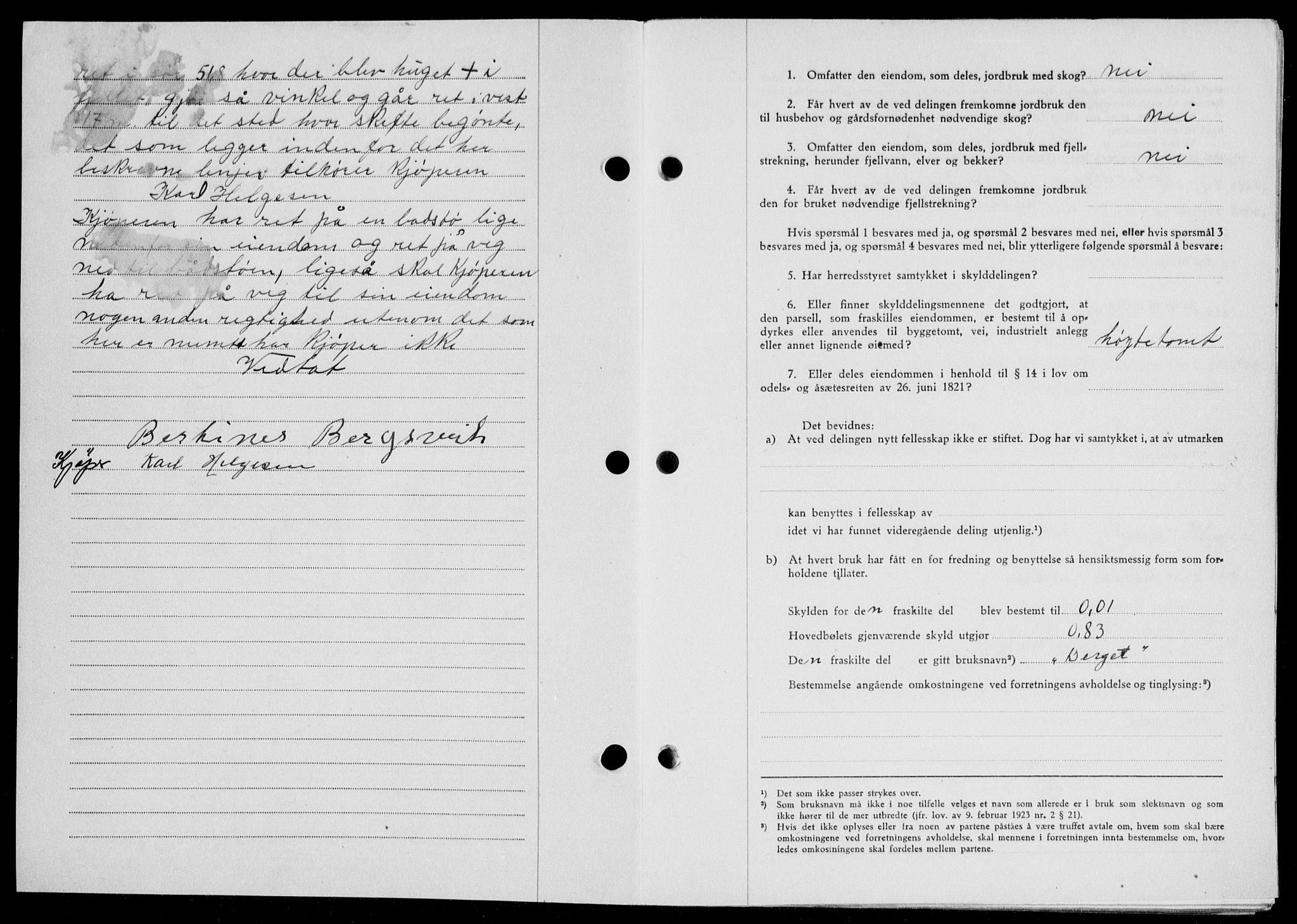 Ryfylke tingrett, SAST/A-100055/001/II/IIB/L0104: Mortgage book no. 83, 1948-1949, Diary no: : 261/1949