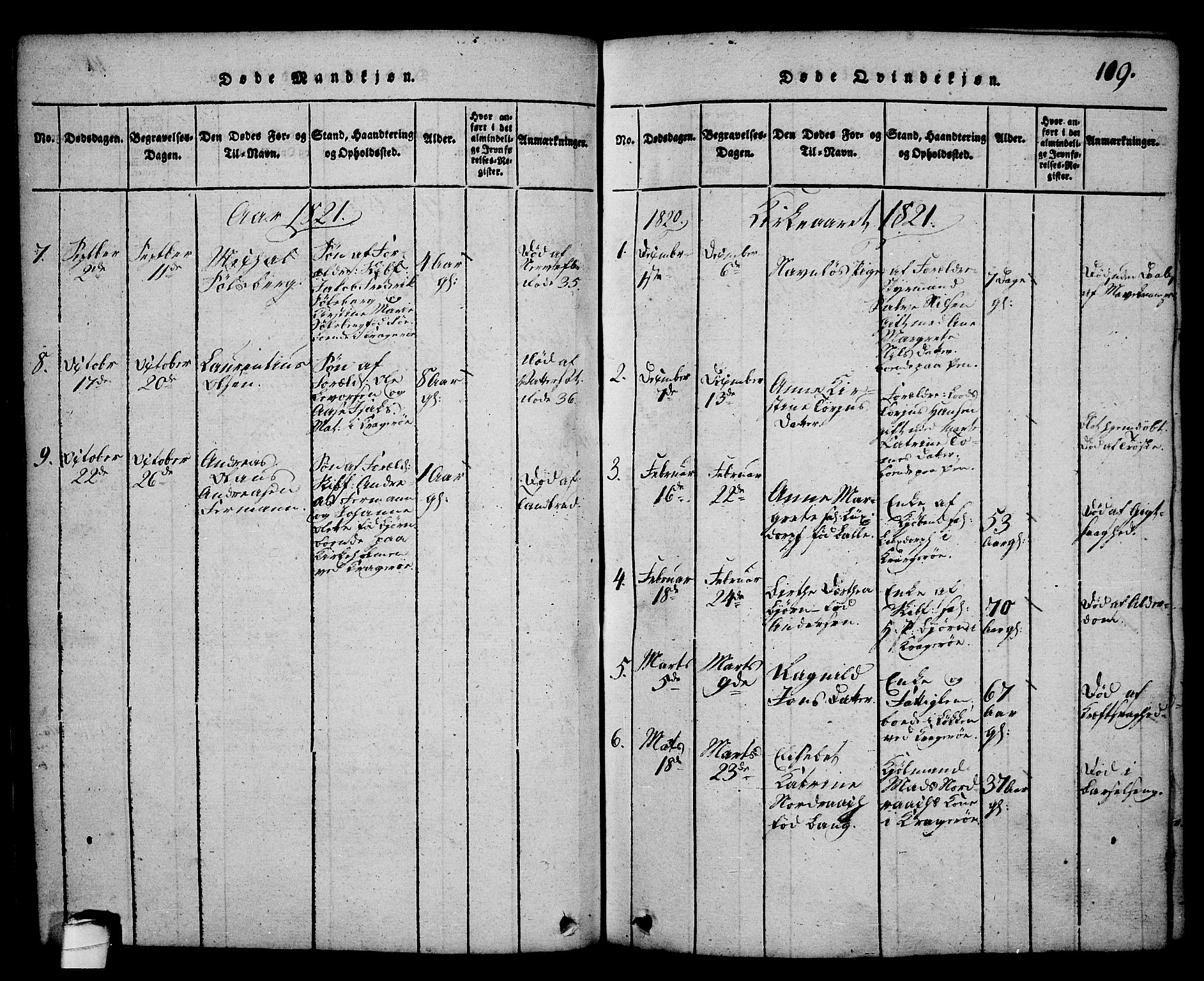 Kragerø kirkebøker, SAKO/A-278/G/Ga/L0002: Parish register (copy) no. 2, 1814-1831, p. 109
