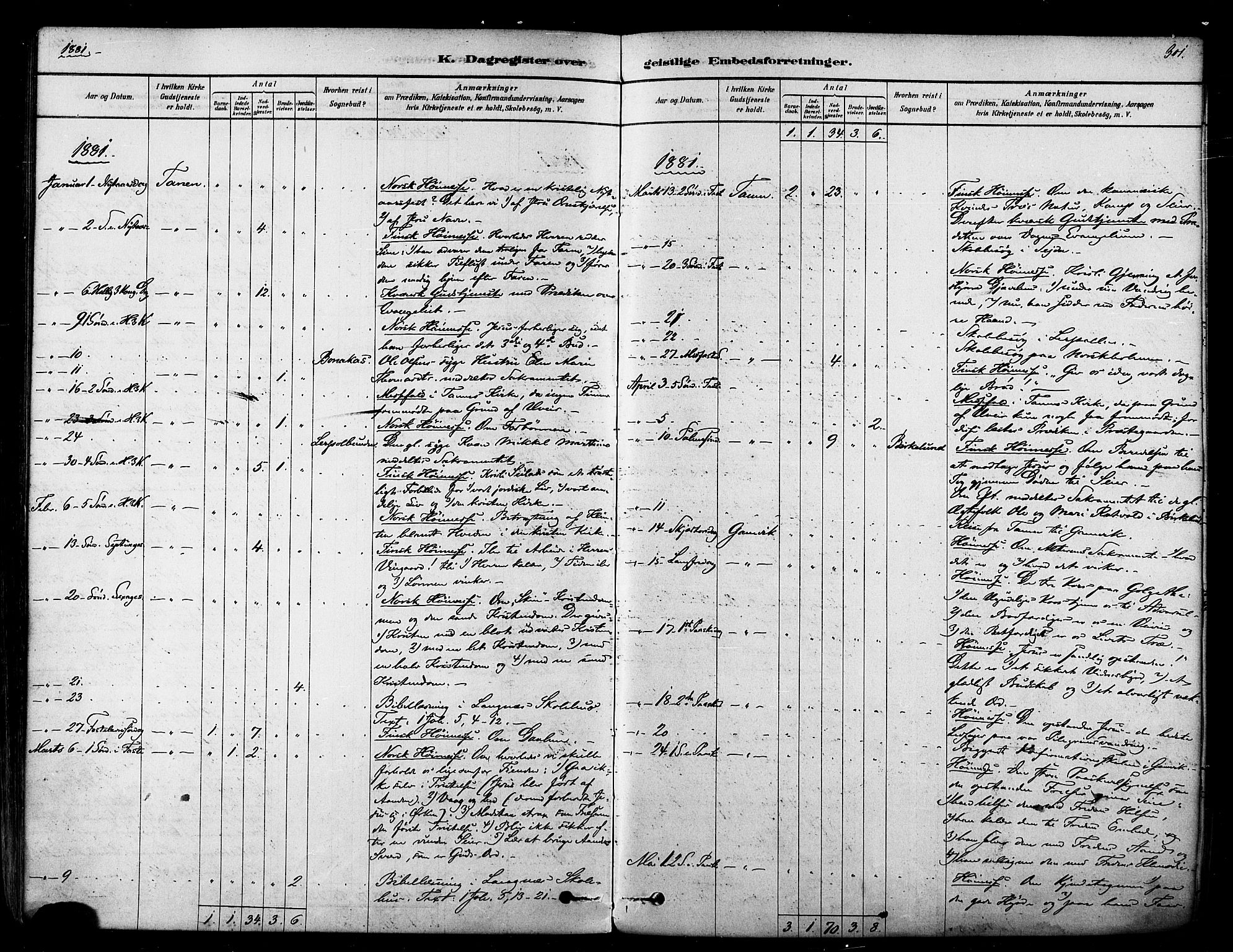 Tana sokneprestkontor, SATØ/S-1334/H/Ha/L0004kirke: Parish register (official) no. 4, 1878-1891, p. 301