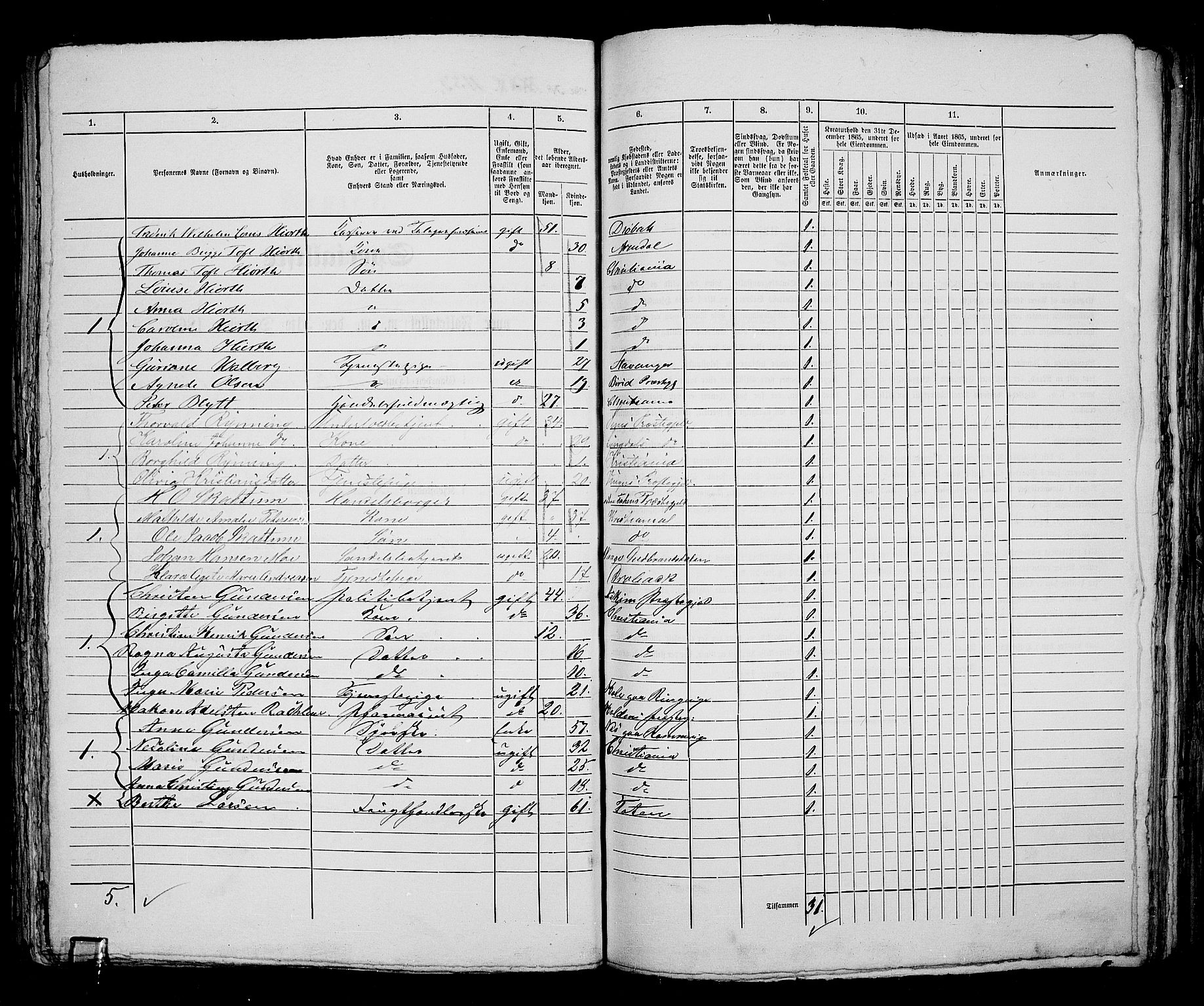 RA, 1865 census for Kristiania, 1865, p. 2553