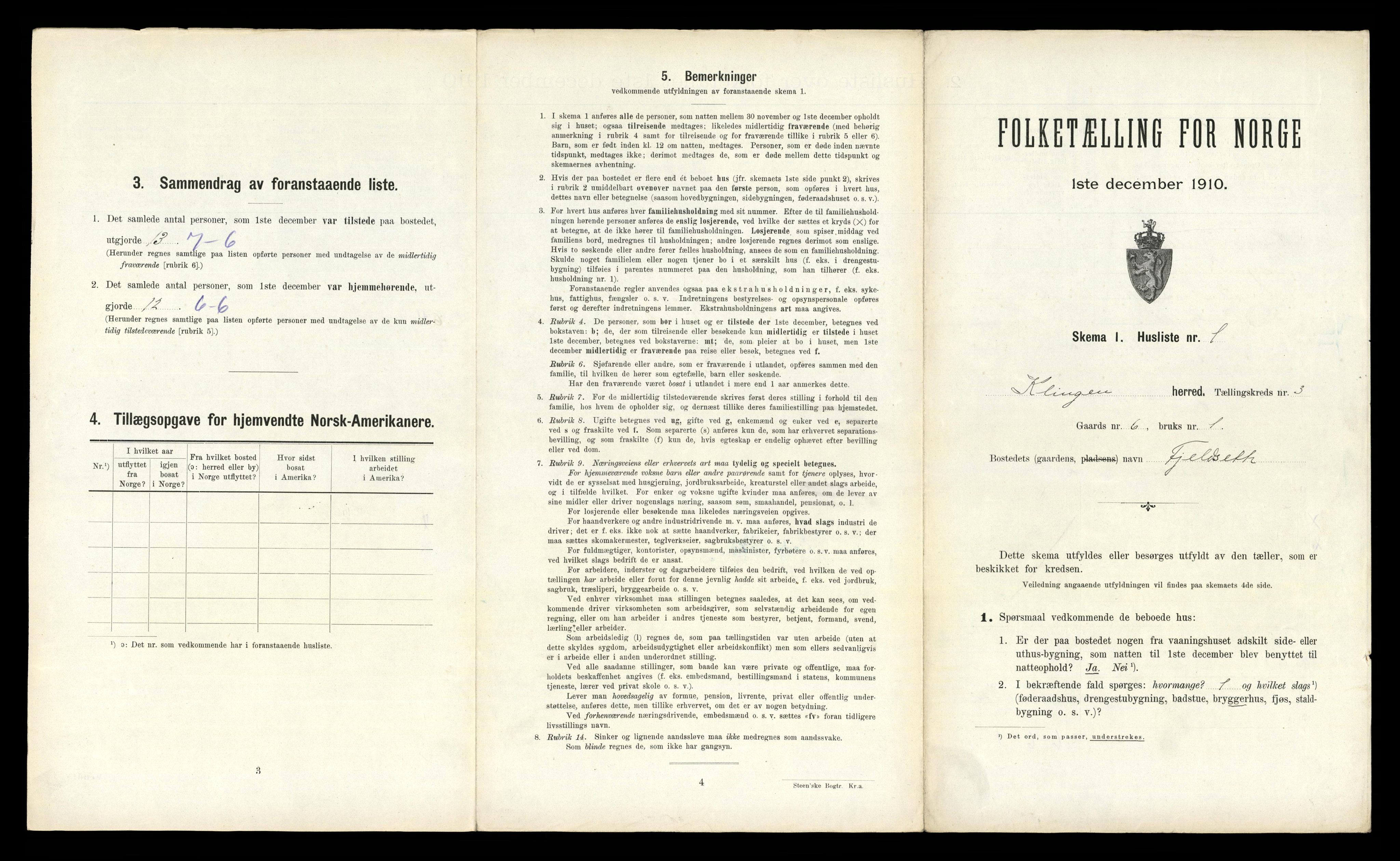 RA, 1910 census for Klinga, 1910, p. 257