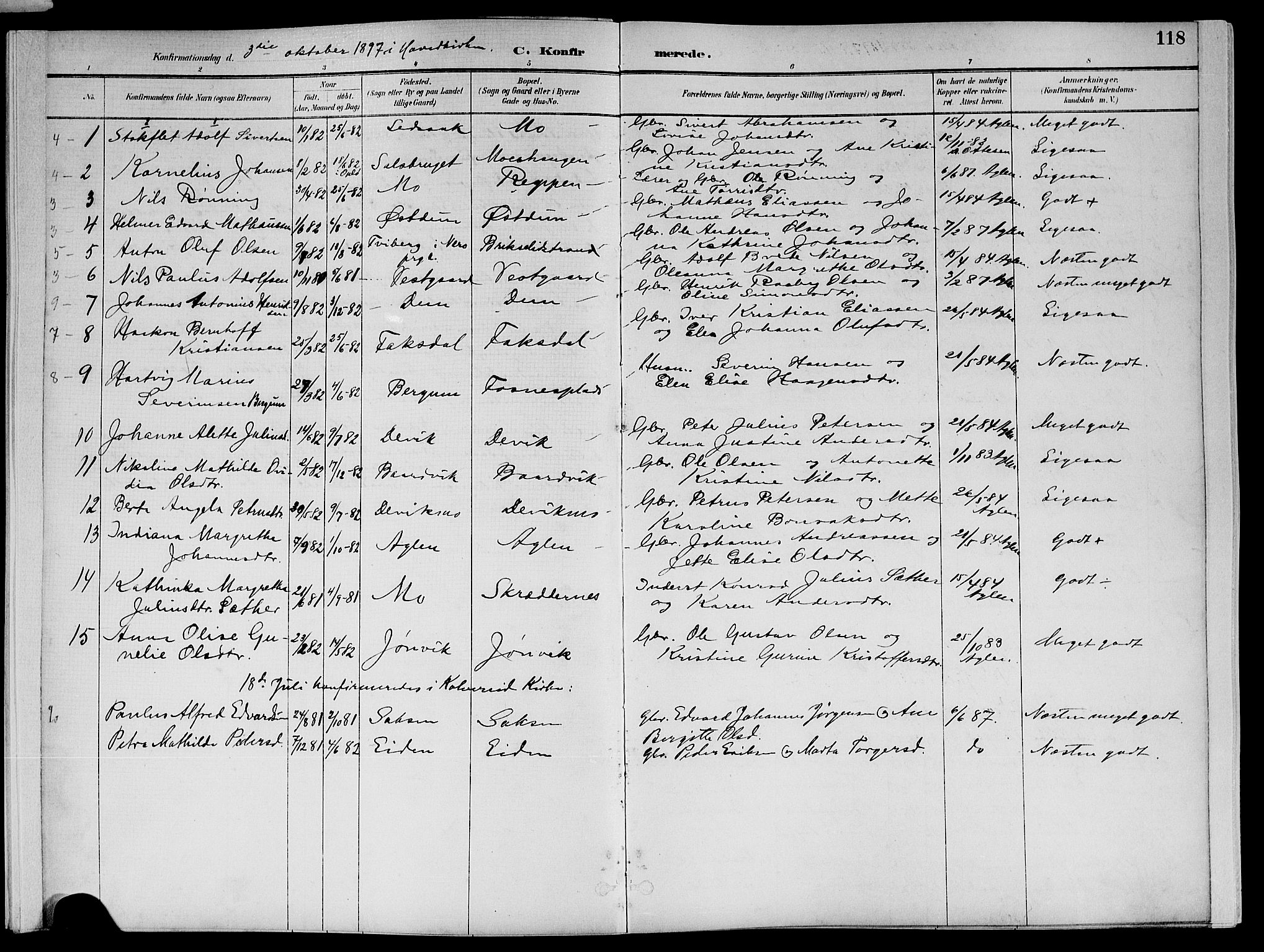 Ministerialprotokoller, klokkerbøker og fødselsregistre - Nord-Trøndelag, SAT/A-1458/773/L0617: Parish register (official) no. 773A08, 1887-1910, p. 118