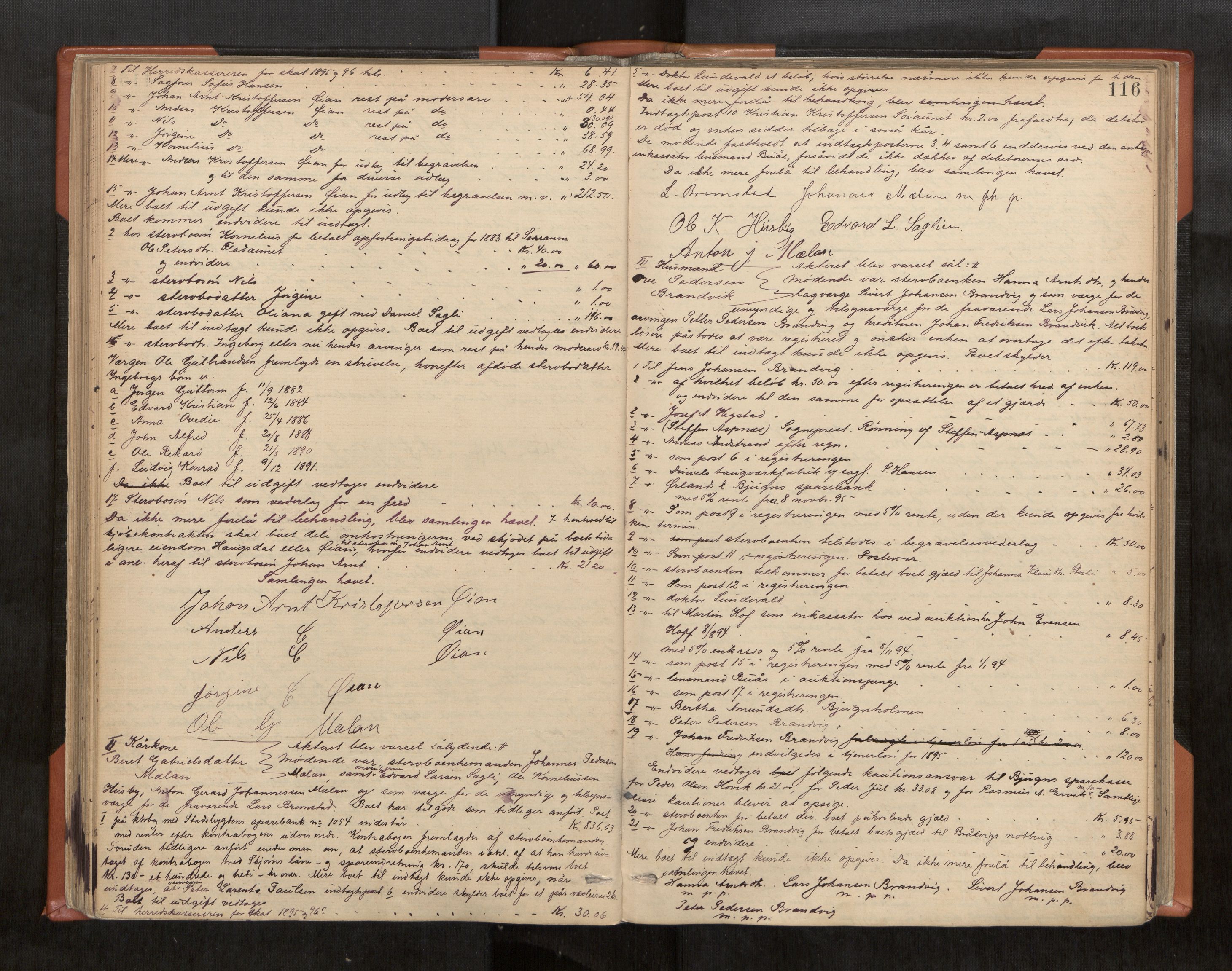 Fosen sorenskriveri, AV/SAT-A-1107/1/3/3B/L0006: Skiftebehandlingsprotokoll, 1890-1902, p. 116