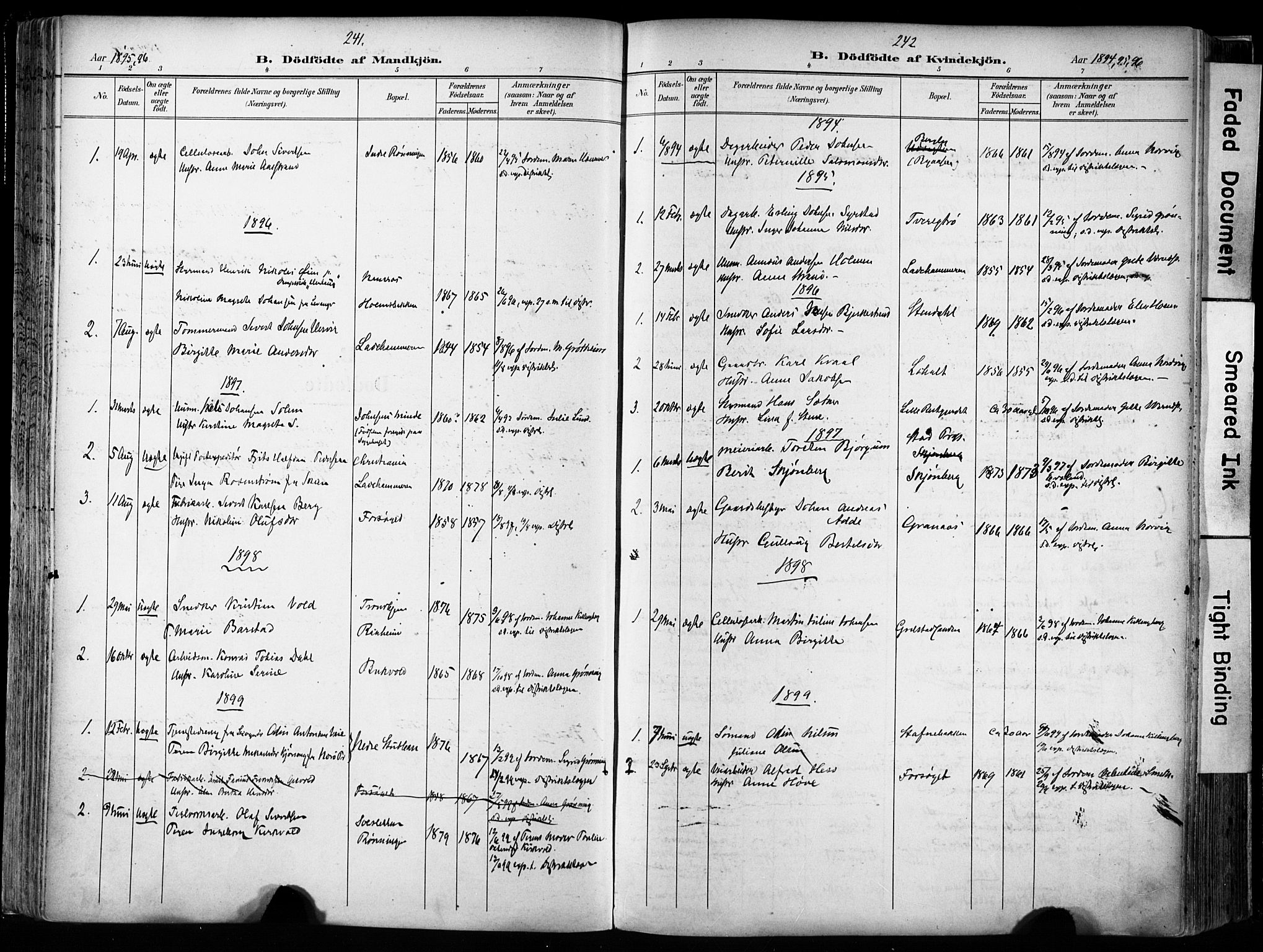 Ministerialprotokoller, klokkerbøker og fødselsregistre - Sør-Trøndelag, SAT/A-1456/606/L0301: Parish register (official) no. 606A16, 1894-1907, p. 241-242