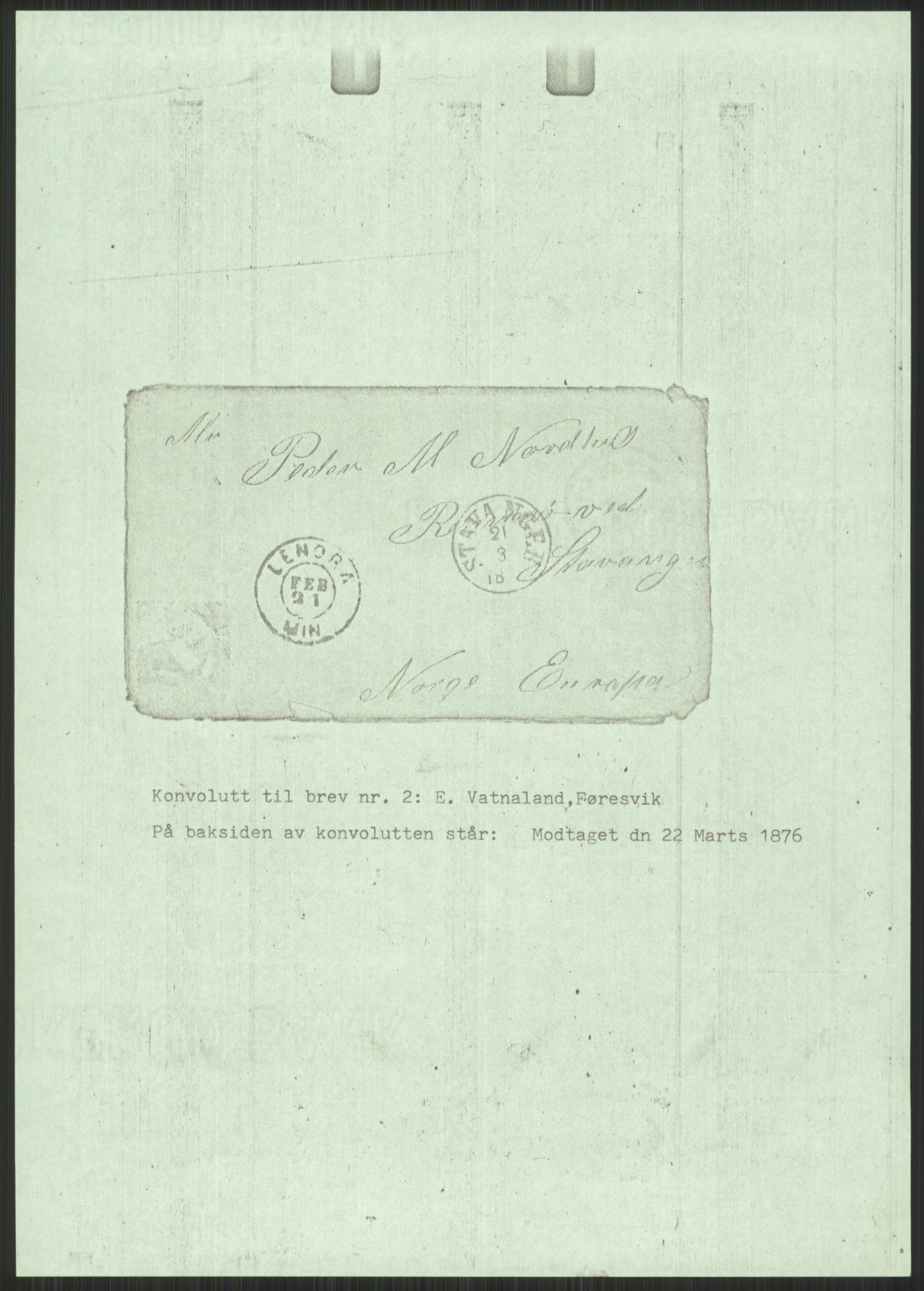 Samlinger til kildeutgivelse, Amerikabrevene, AV/RA-EA-4057/F/L0030: Innlån fra Rogaland: Vatnaland - Øverland, 1838-1914, p. 15