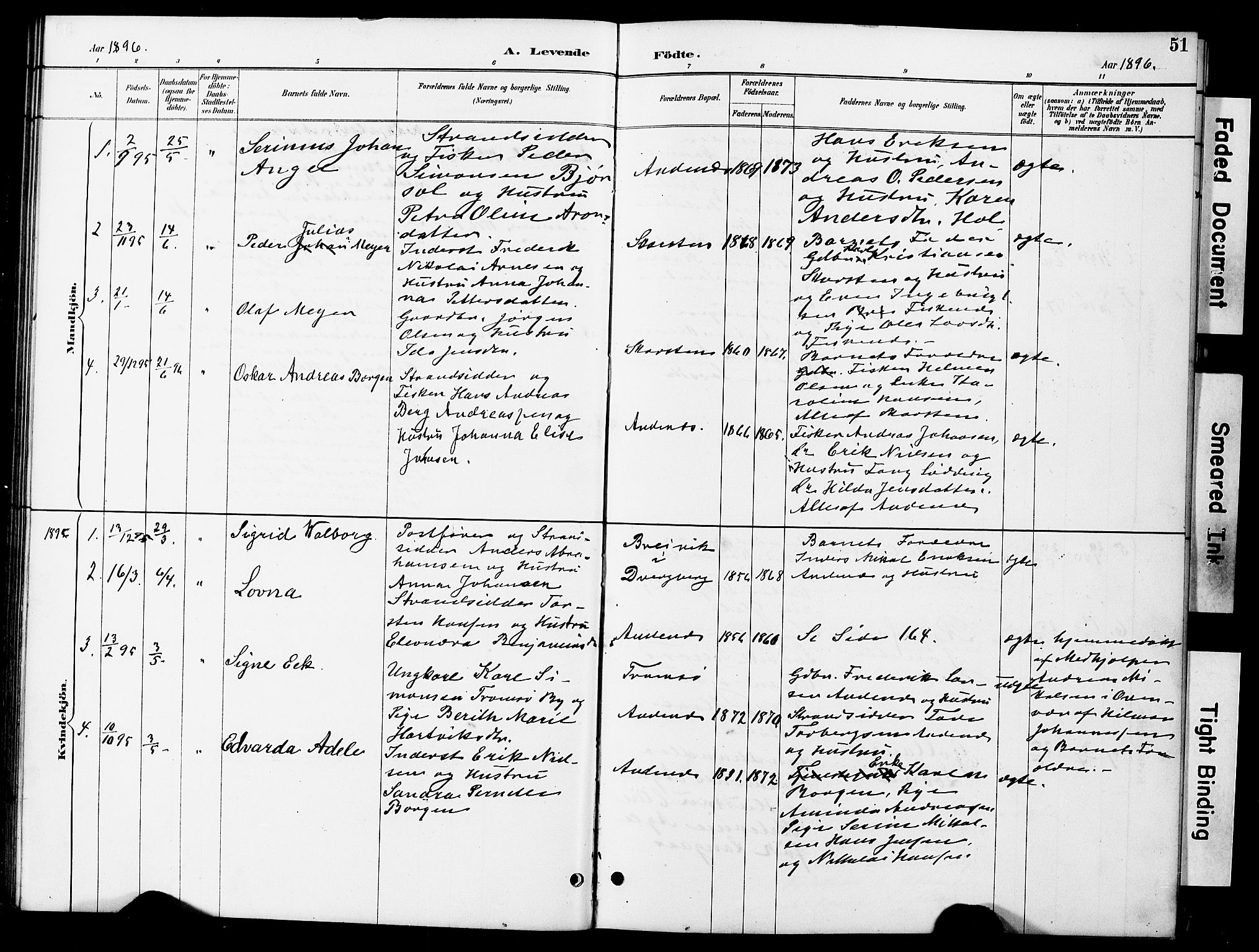 Ministerialprotokoller, klokkerbøker og fødselsregistre - Nordland, AV/SAT-A-1459/899/L1448: Parish register (copy) no. 899C03, 1887-1902, p. 51