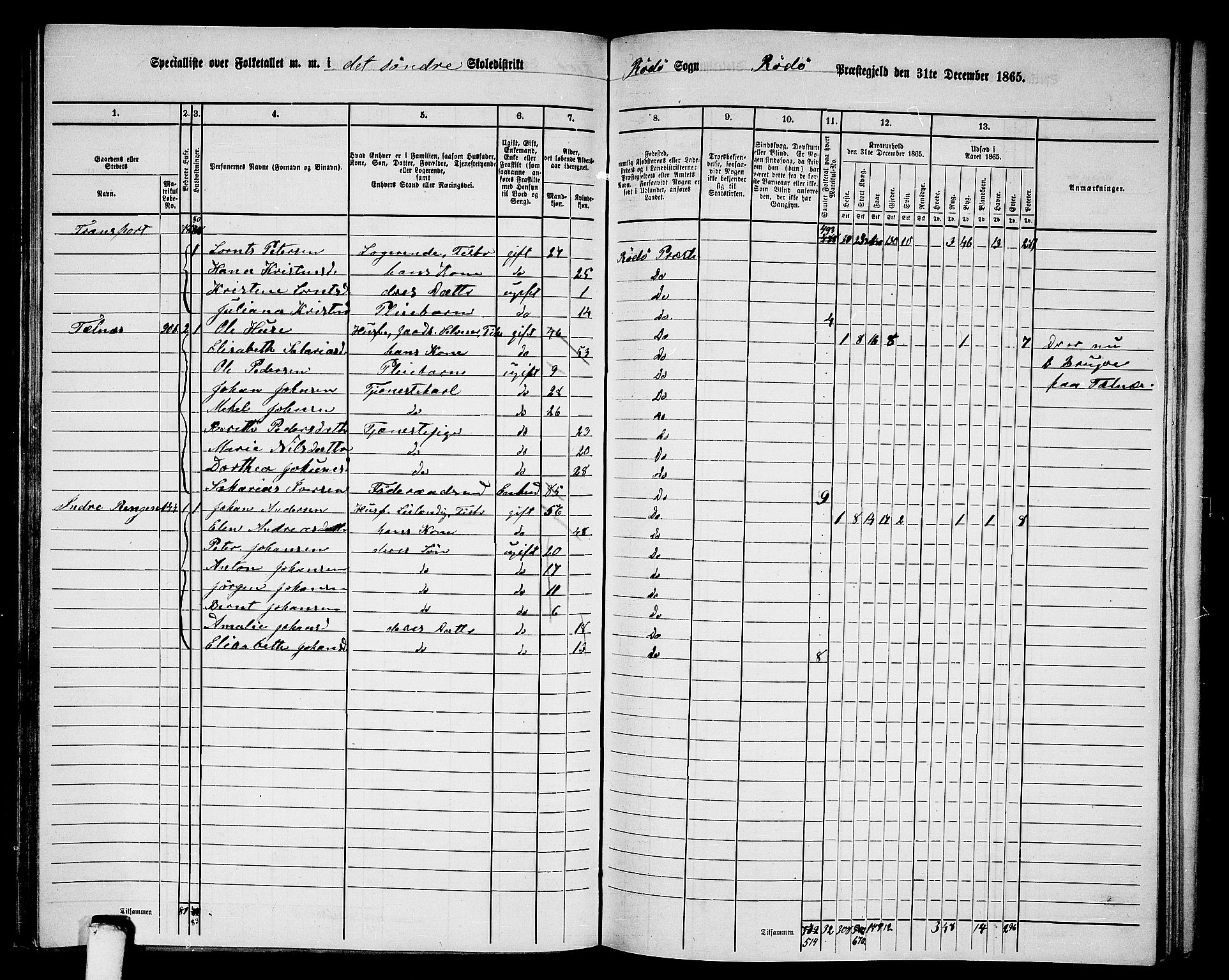 RA, 1865 census for Rødøy, 1865, p. 45