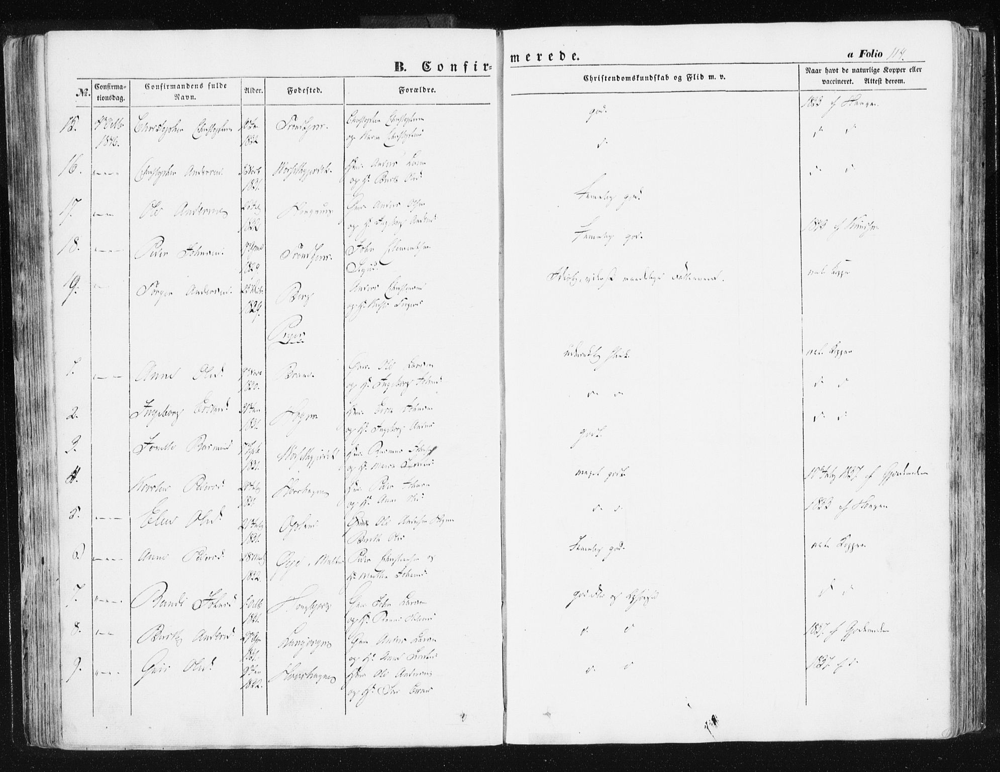 Ministerialprotokoller, klokkerbøker og fødselsregistre - Sør-Trøndelag, SAT/A-1456/612/L0376: Parish register (official) no. 612A08, 1846-1859, p. 114