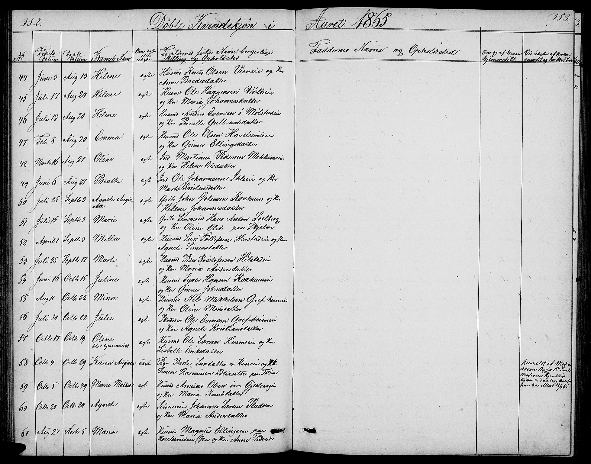 Nes prestekontor, Hedmark, AV/SAH-PREST-020/L/La/L0005: Parish register (copy) no. 5, 1852-1889, p. 352-353