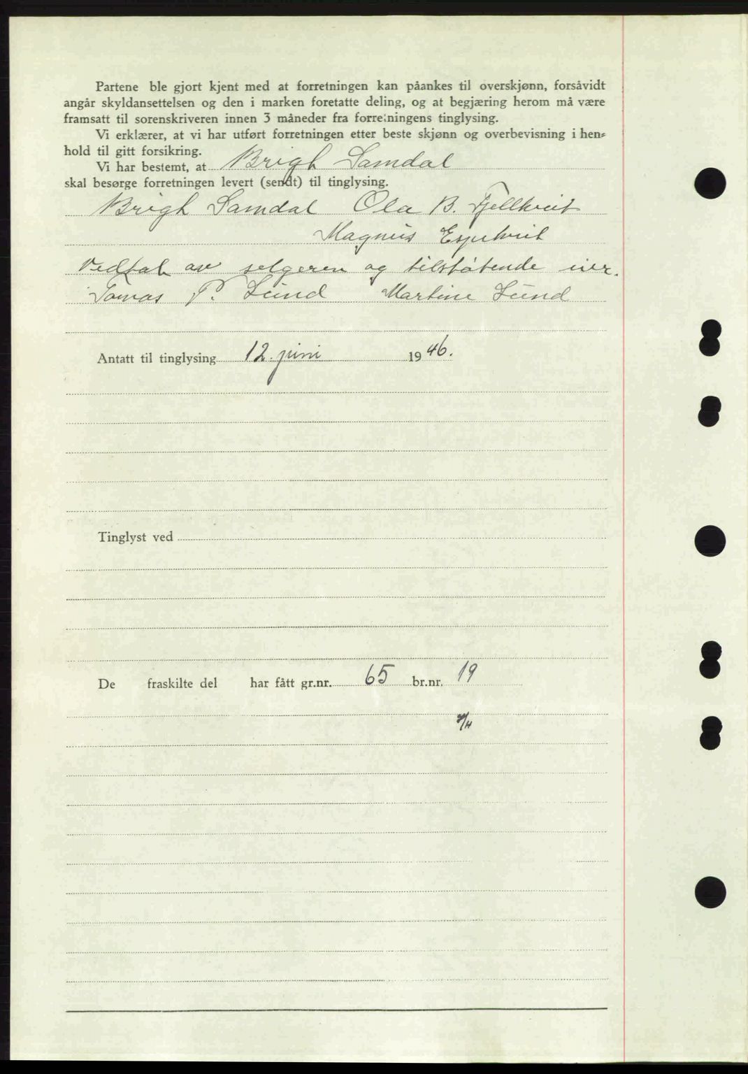 Midhordland sorenskriveri, SAB/A-3001/1/G/Gb/Gbj/L0022: Mortgage book no. A41-43, 1946-1946, Diary no: : 2386/1946